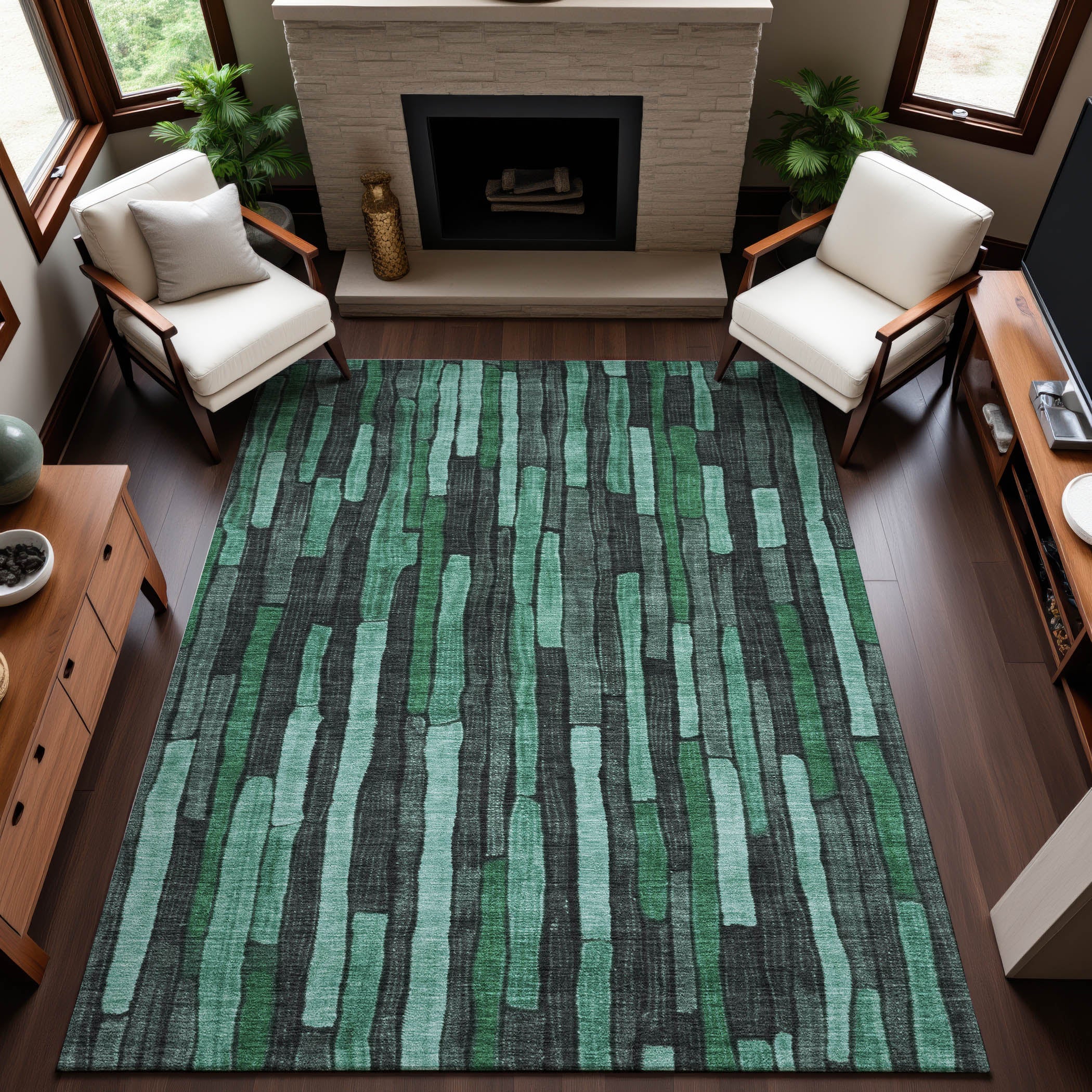 Cusco Machine Washable Transitional Sage Green Rug 2'6" x 3'10" #shape_Rectangle