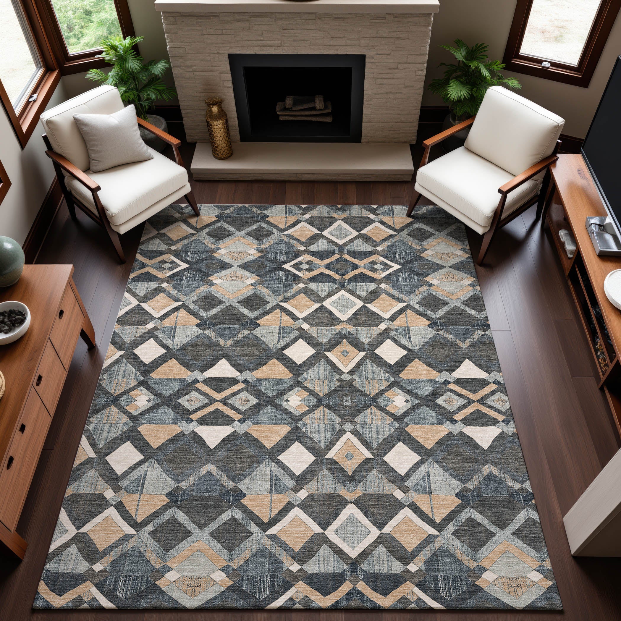 Nairobi Machine Washable Transitional Graphite Gray Rug 2'6" x 3'10" #shape_Rectangle