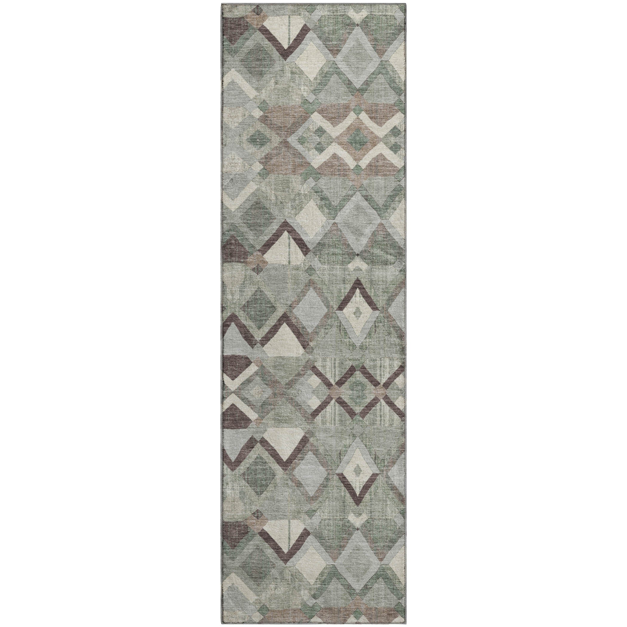 Nairobi Machine Washable Transitional Sage Green Rug 2'3" x 7'6" #shape_Runner