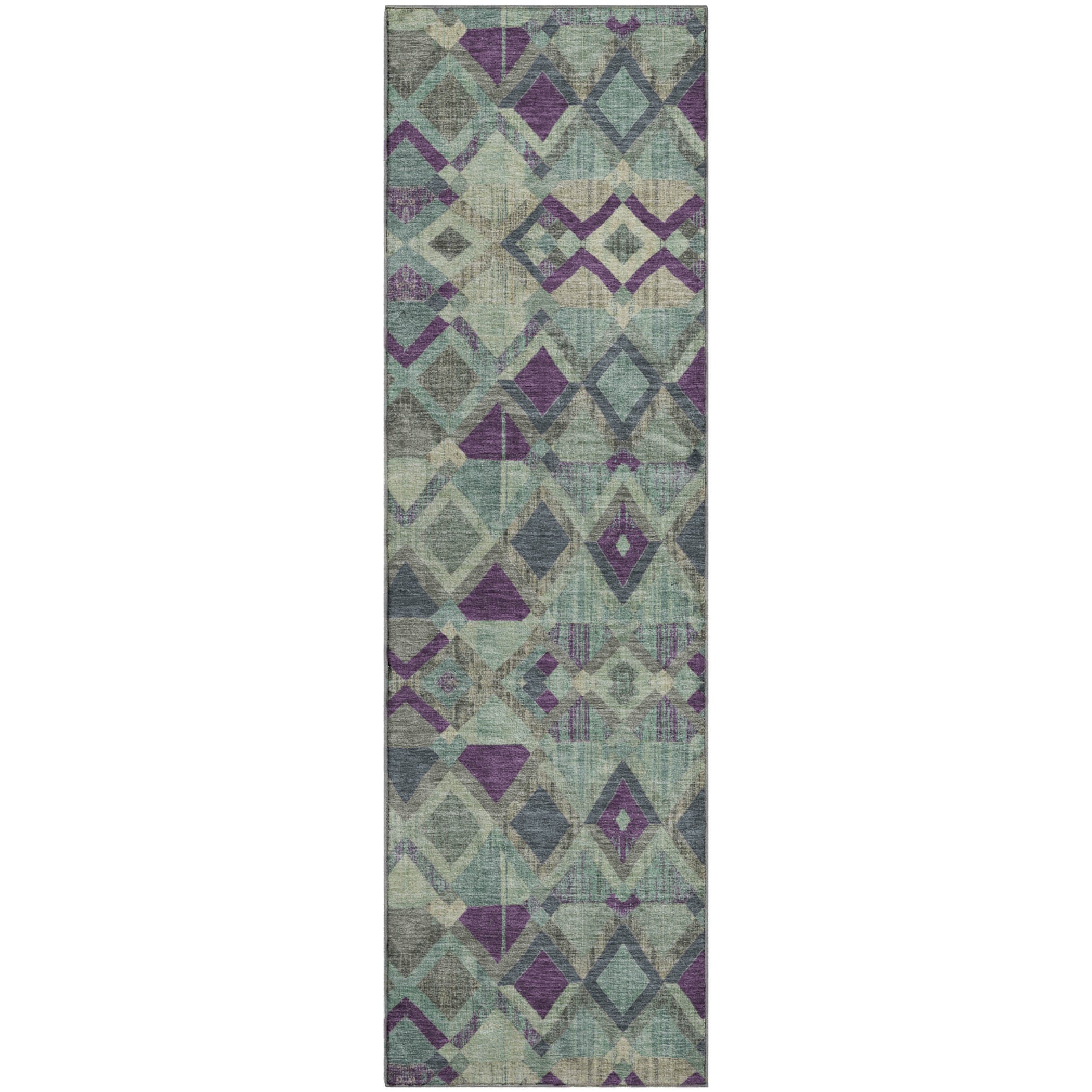 Nairobi Machine Washable Transitional Seafoam Blue Rug 2'3" x 7'6" #shape_Runner