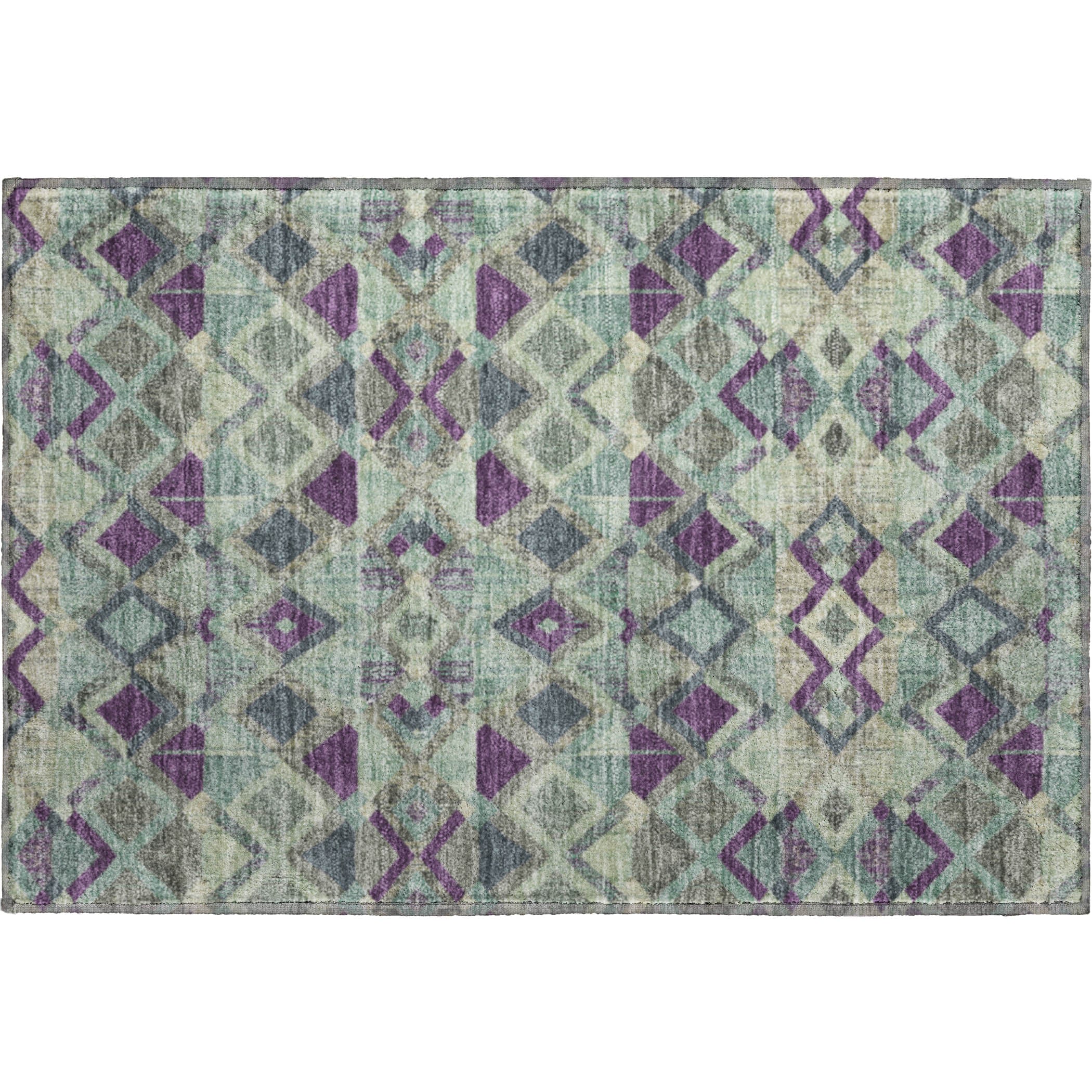 Nairobi Machine Washable Transitional Seafoam Blue Rug 1'8" x 2'6" #shape_Rectangle