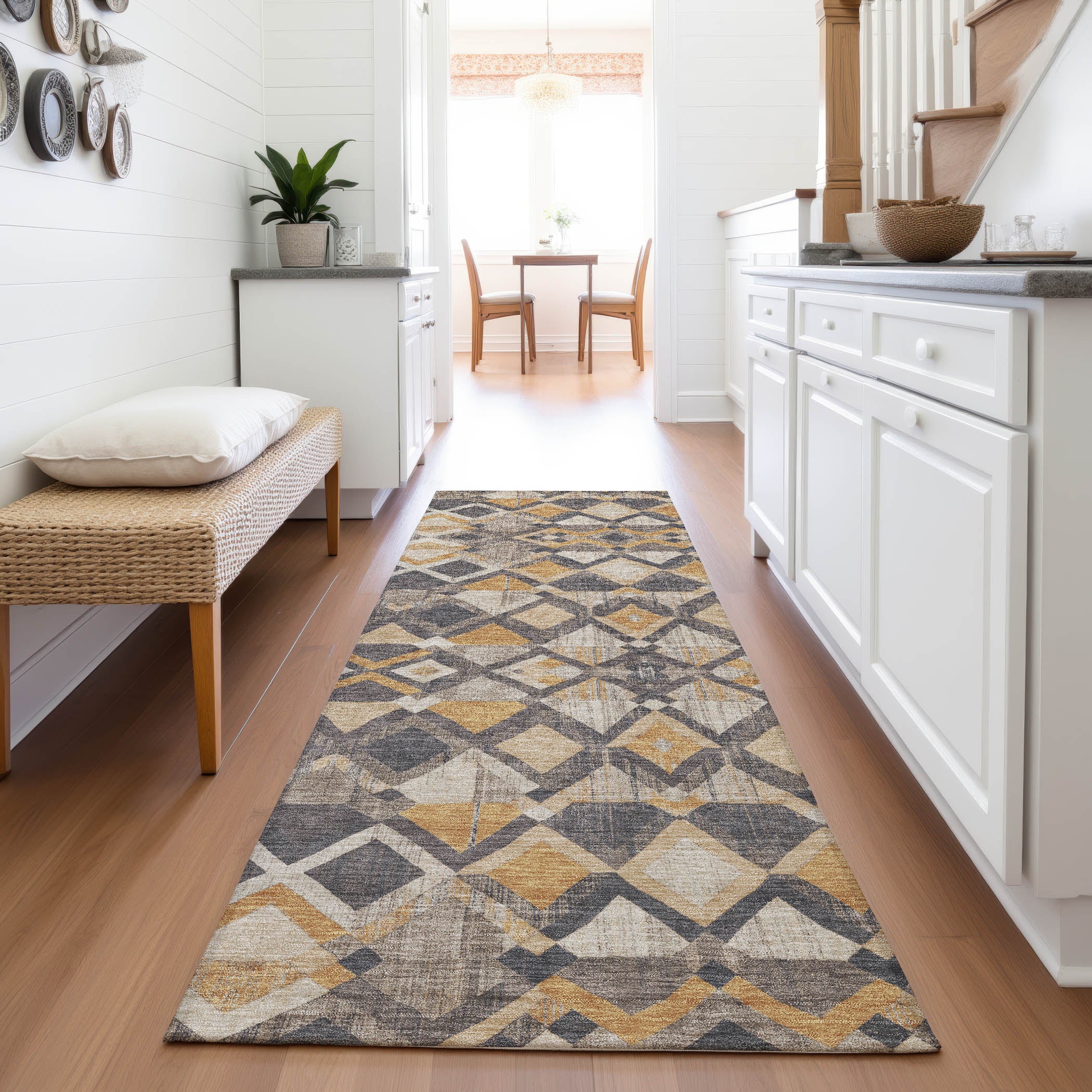 Nairobi Machine Washable Transitional Wheat Gold Rug 2'3" x 7'6" #shape_Runner