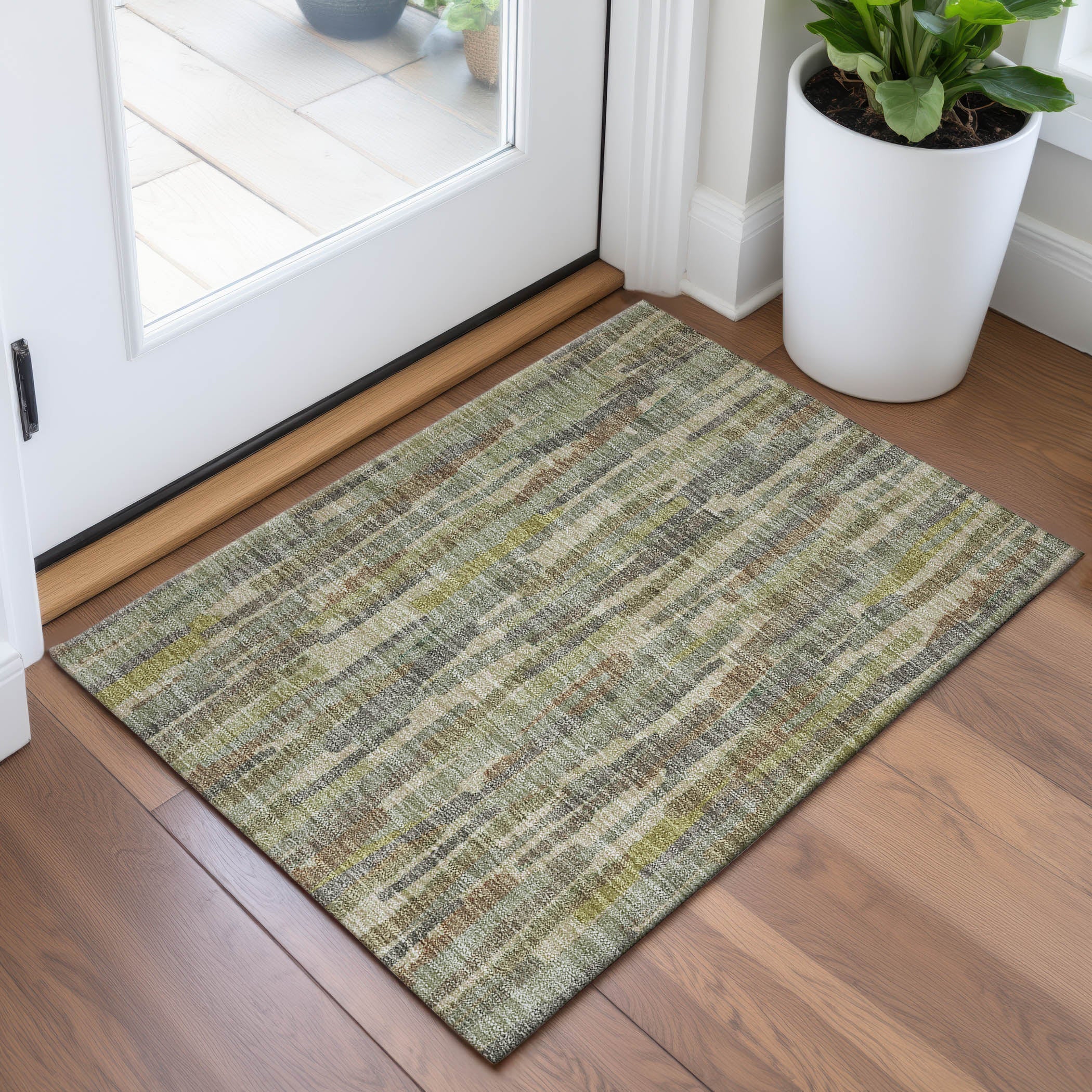 Lucerne Machine Washable Transitional Aloe Green Rug 1'8" x 2'6" #shape_Rectangle