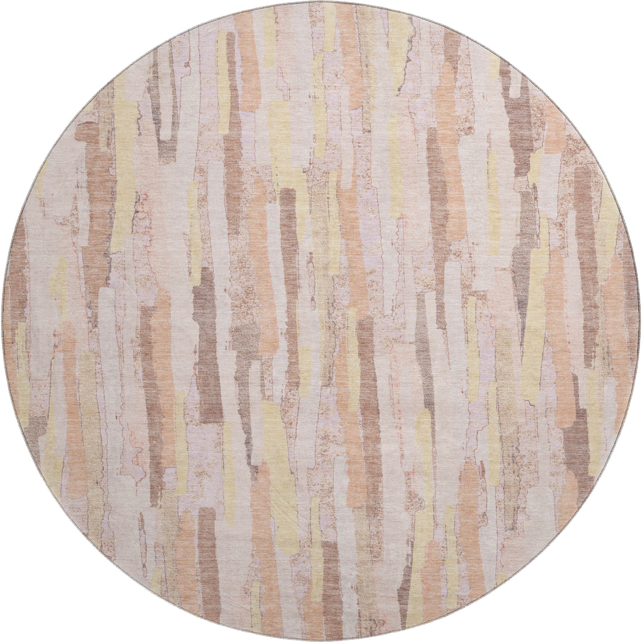 Lucerne Machine Washable Transitional Pink Rug 8' x 8' #shape_Round