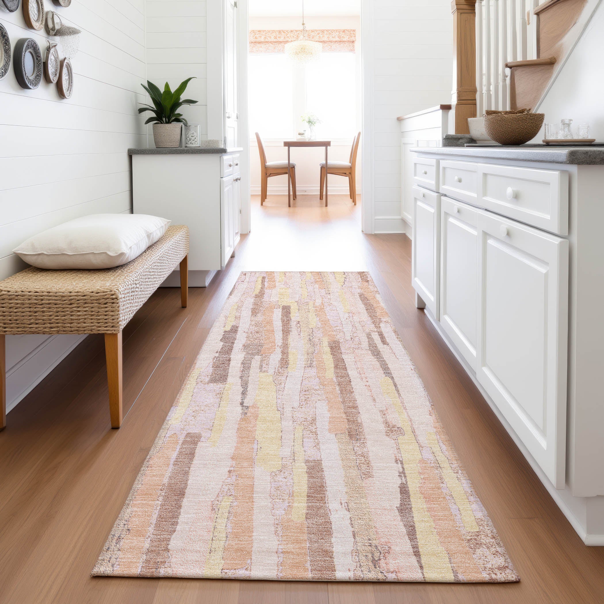 Lucerne Machine Washable Transitional Pink Rug 2'3" x 7'6" #shape_Runner