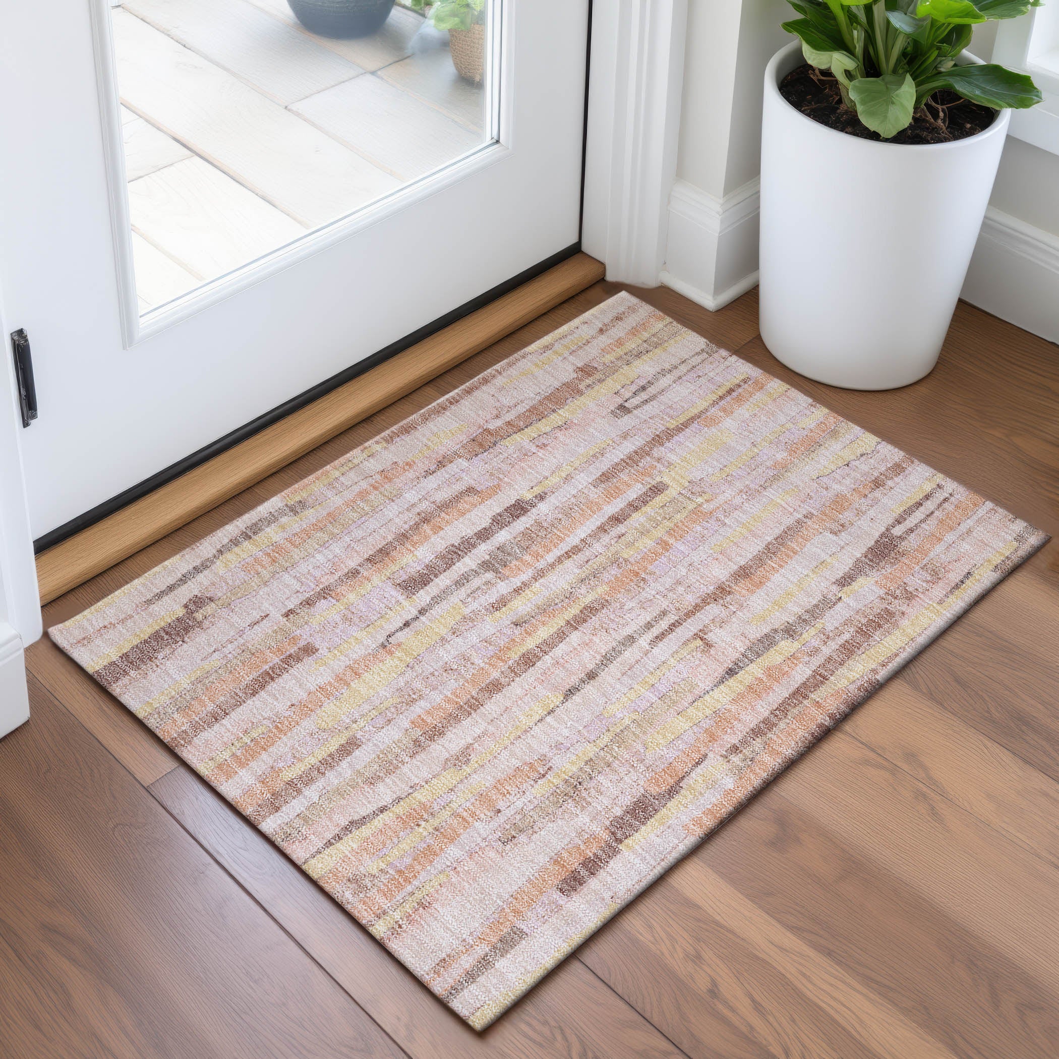 Lucerne Machine Washable Transitional Pink Rug 1'8" x 2'6" #shape_Rectangle