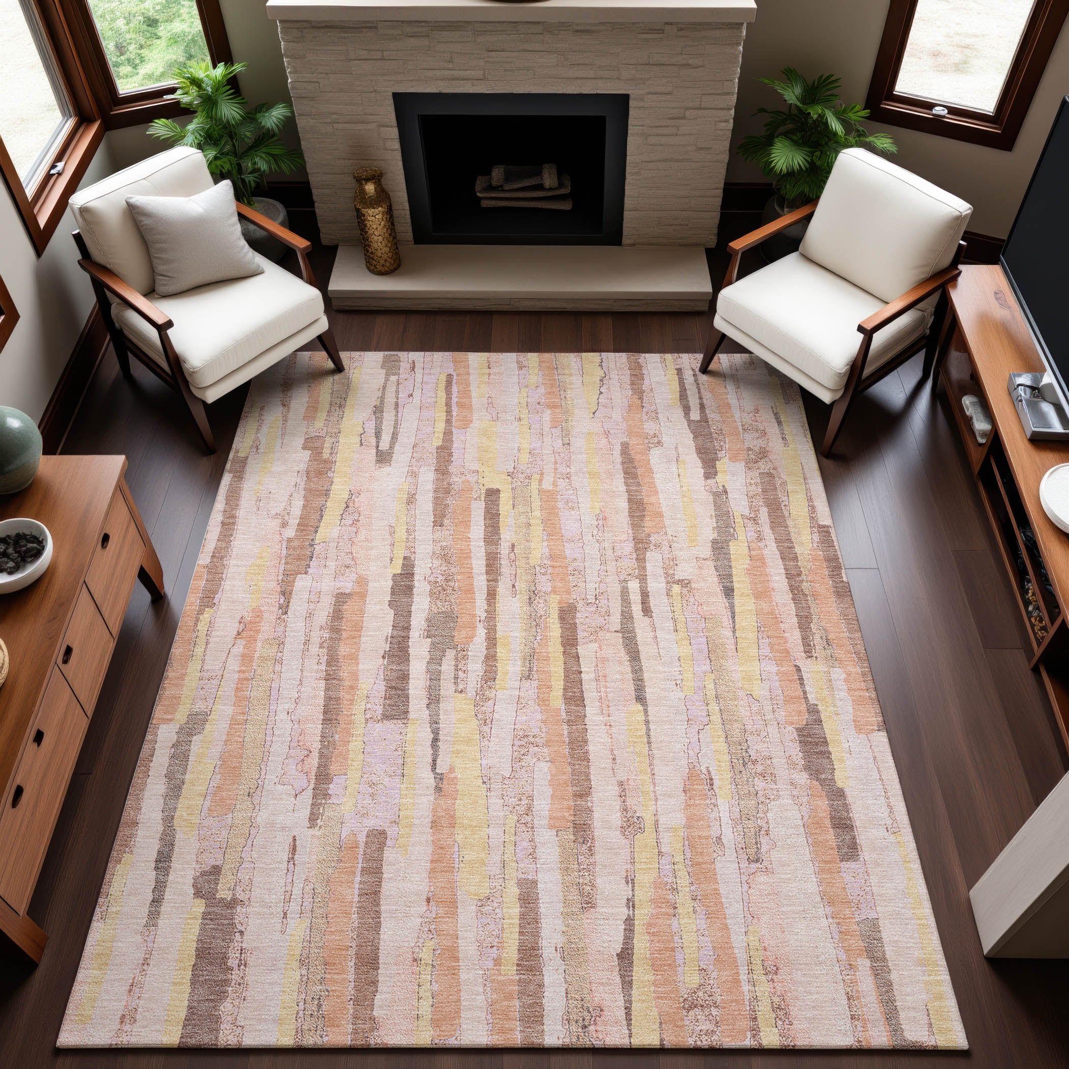 Lucerne Machine Washable Transitional Pink Rug 2'6" x 3'10" #shape_Rectangle