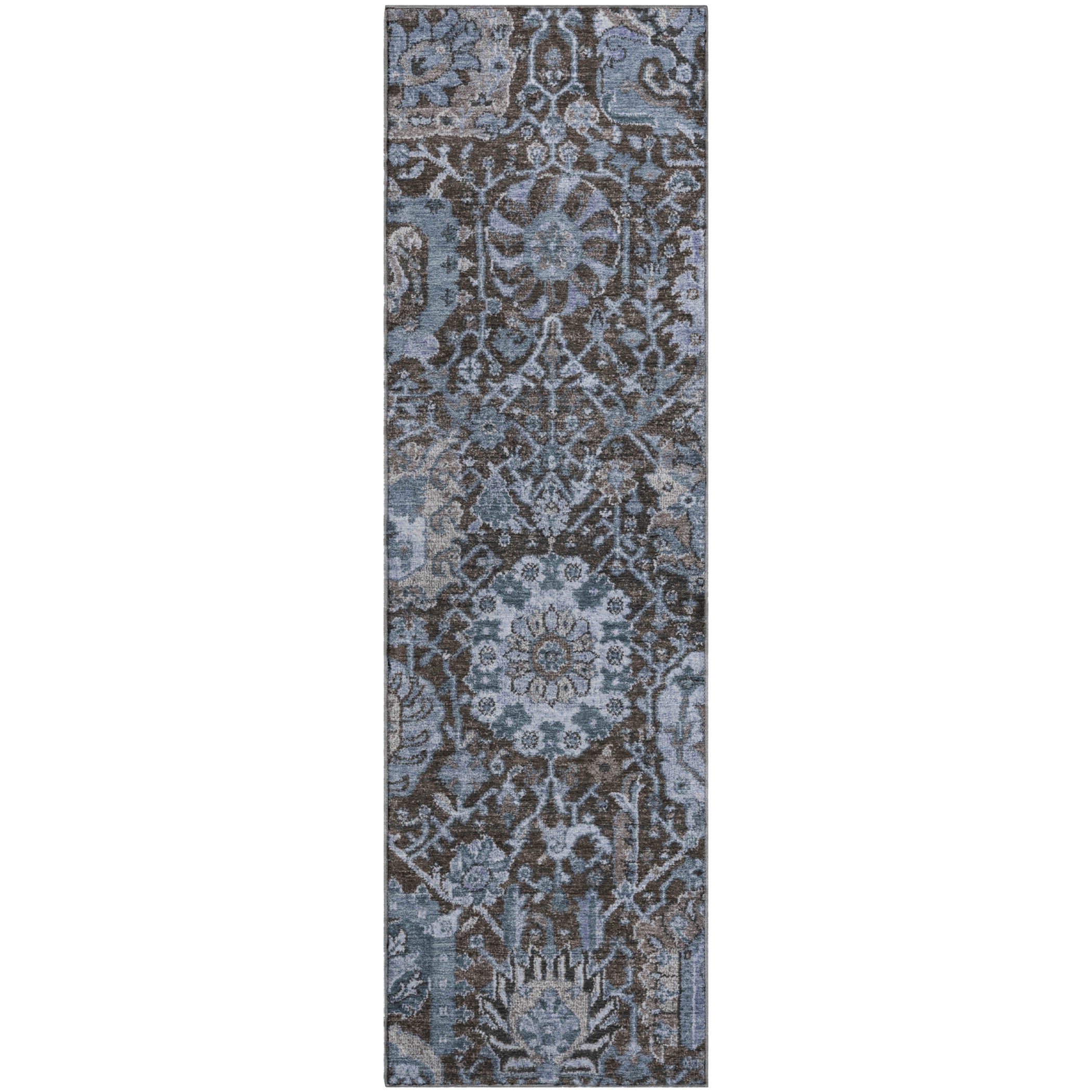 Reykjavik Machine Washable Transitional Denim Blue Rug 2'3" x 7'6" #shape_Runner