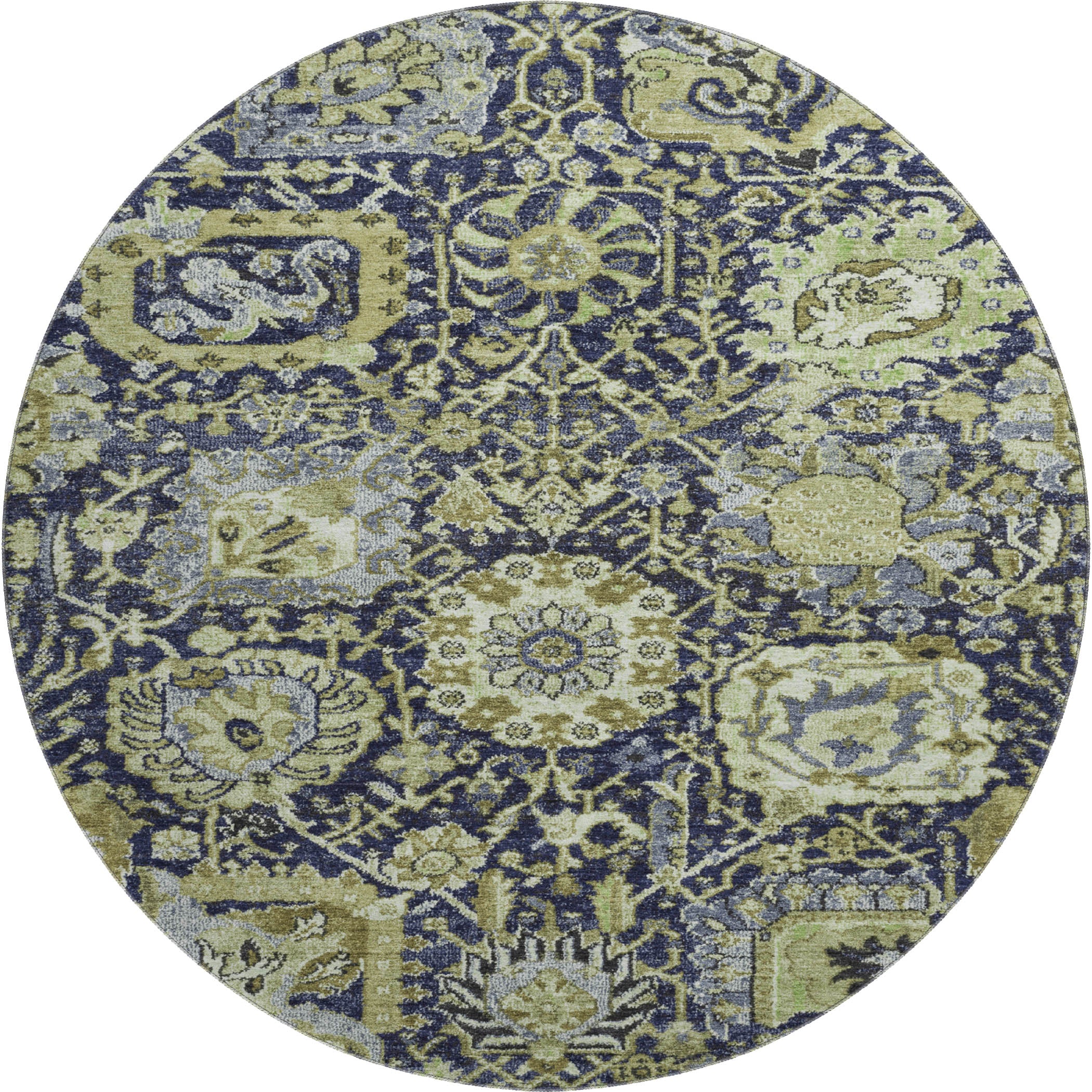 Reykjavik Machine Washable Transitional Fern Green Rug 8' x 8' #shape_Round