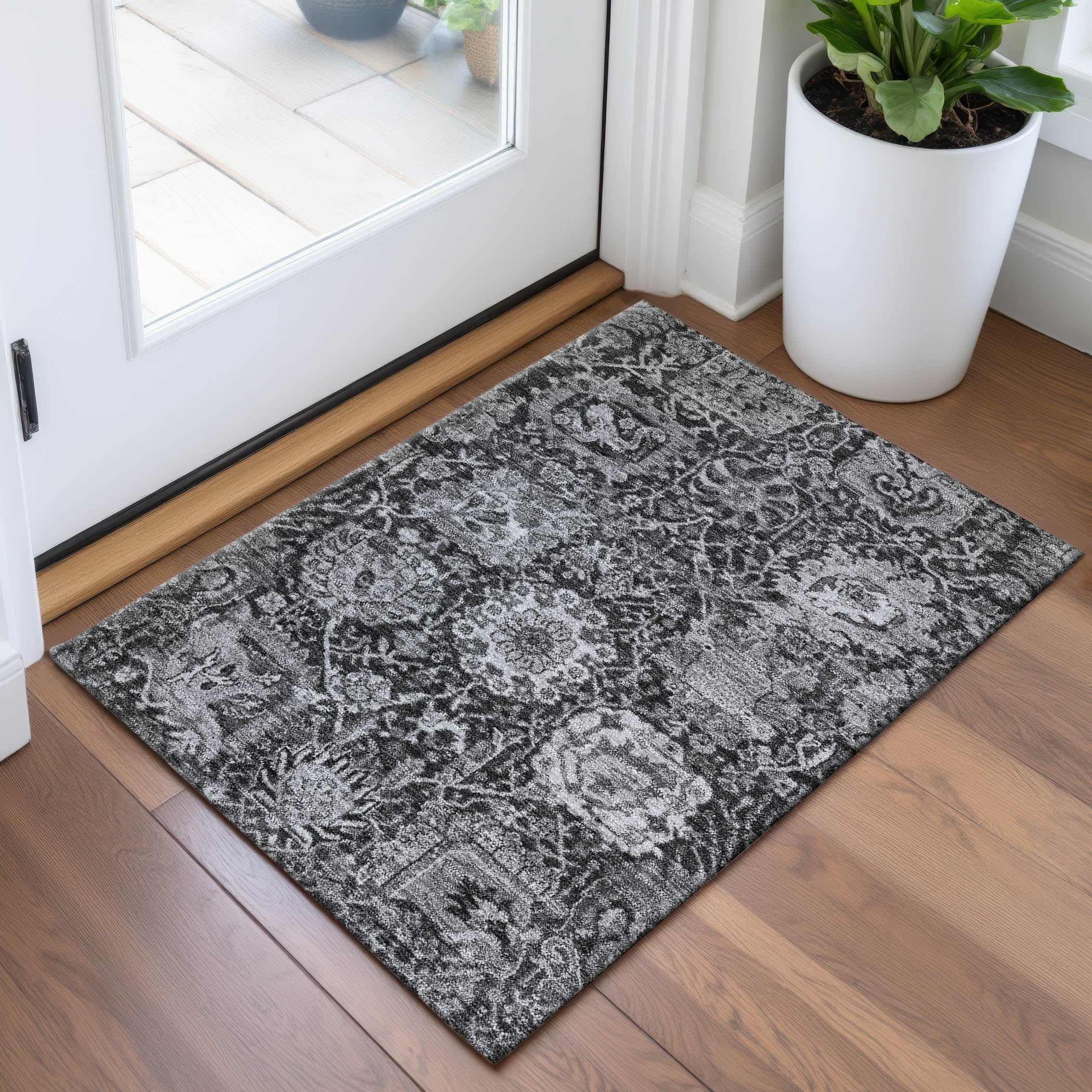 Reykjavik Machine Washable Transitional Gray Rug 1'8" x 2'6" #shape_Rectangle