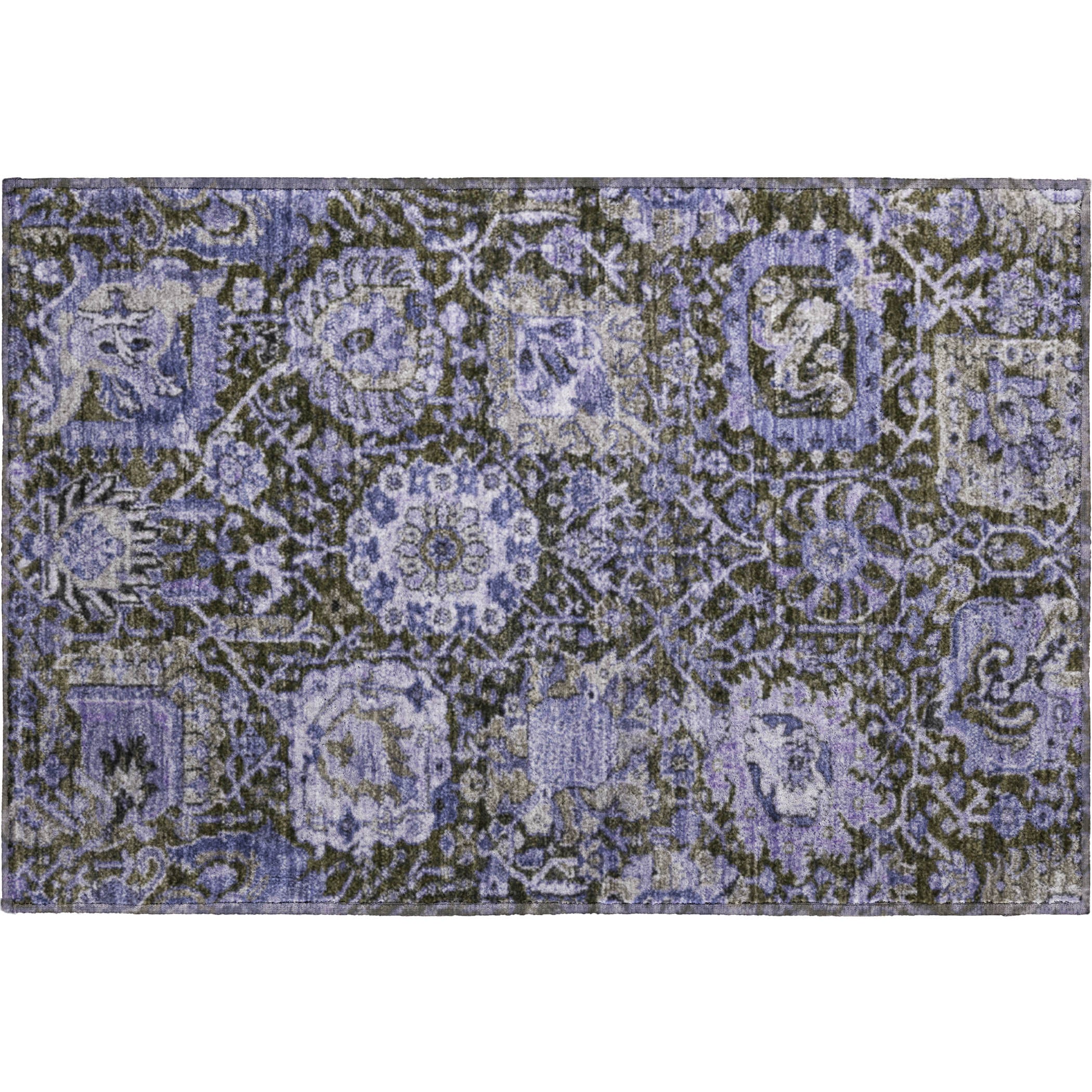 Reykjavik Machine Washable Transitional Purple Rug 1'8" x 2'6" #shape_Rectangle