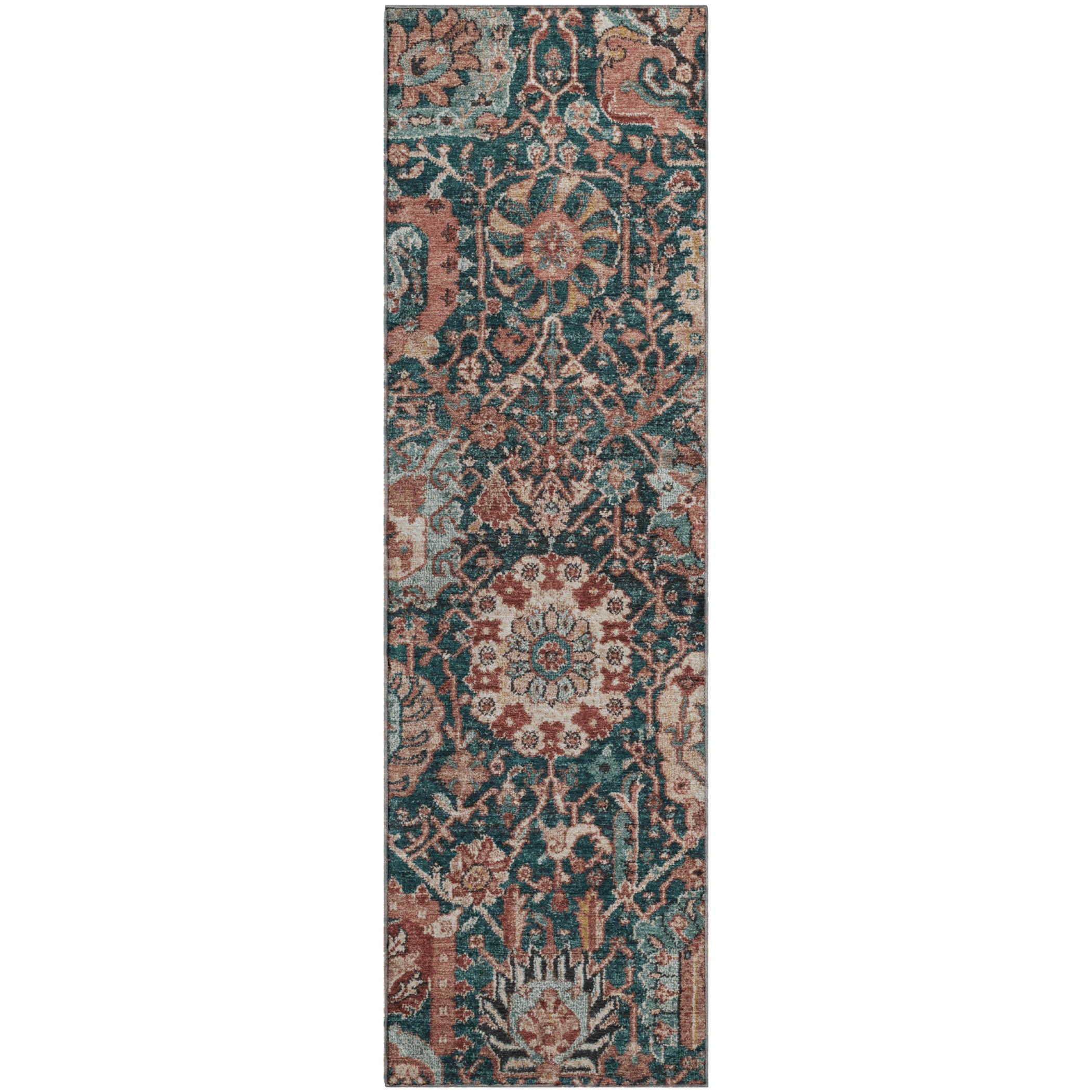 Reykjavik Machine Washable Transitional Salmon Orange Rug 2'3" x 7'6" #shape_Runner