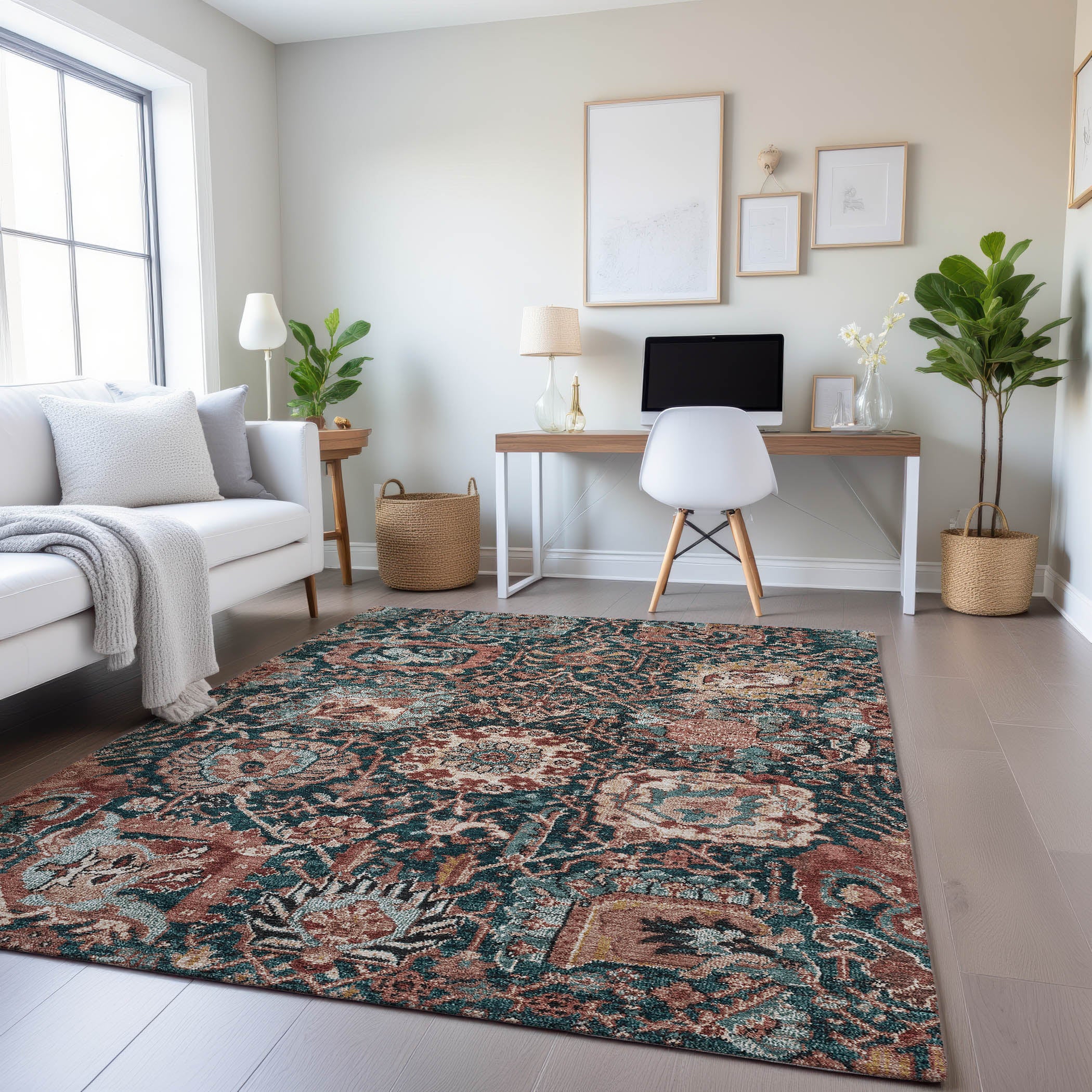 Reykjavik Machine Washable Transitional Salmon Orange Rug 2'6" x 3'10" #shape_Rectangle