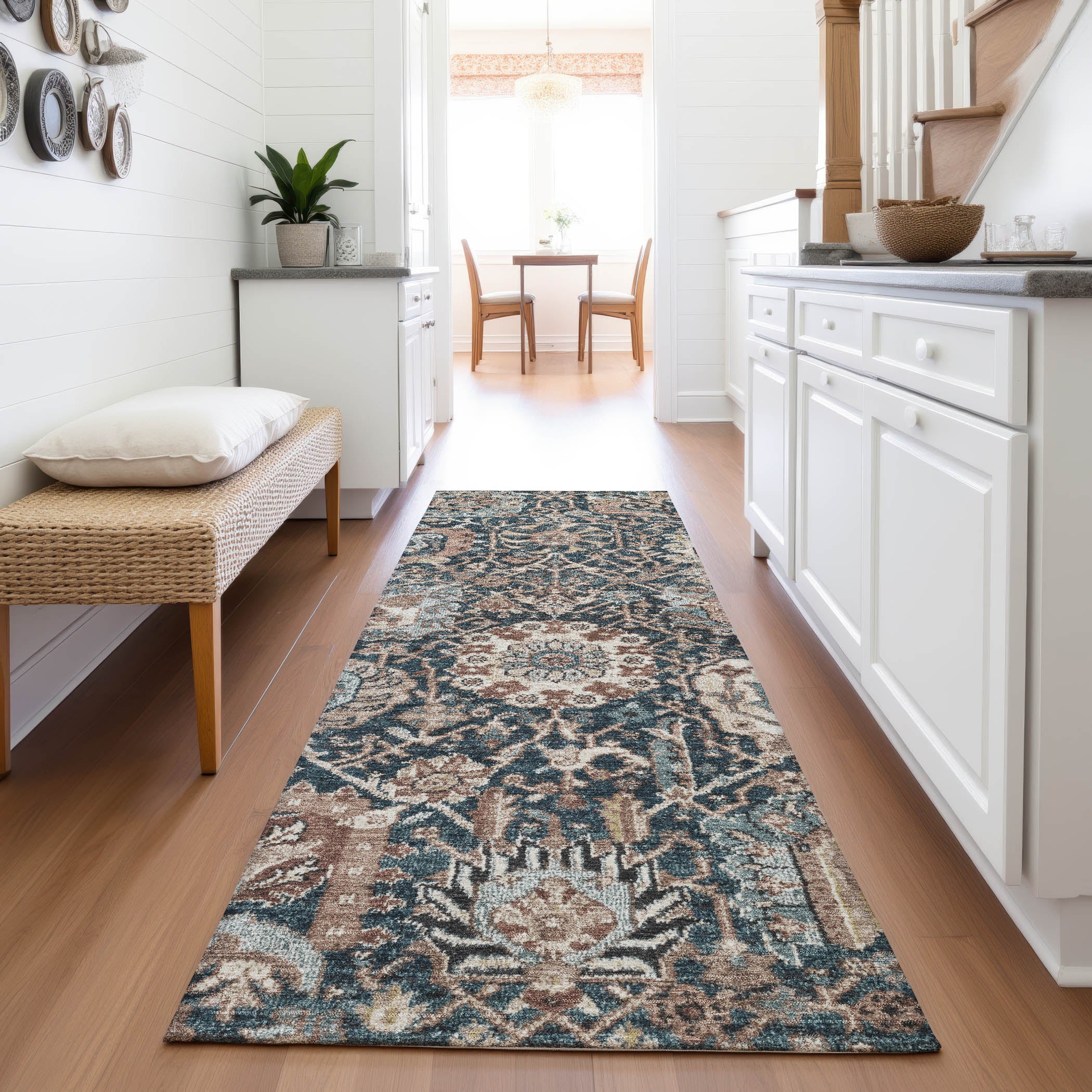 Reykjavik Machine Washable Transitional Taupe Brown Rug 2'3" x 7'6" #shape_Runner