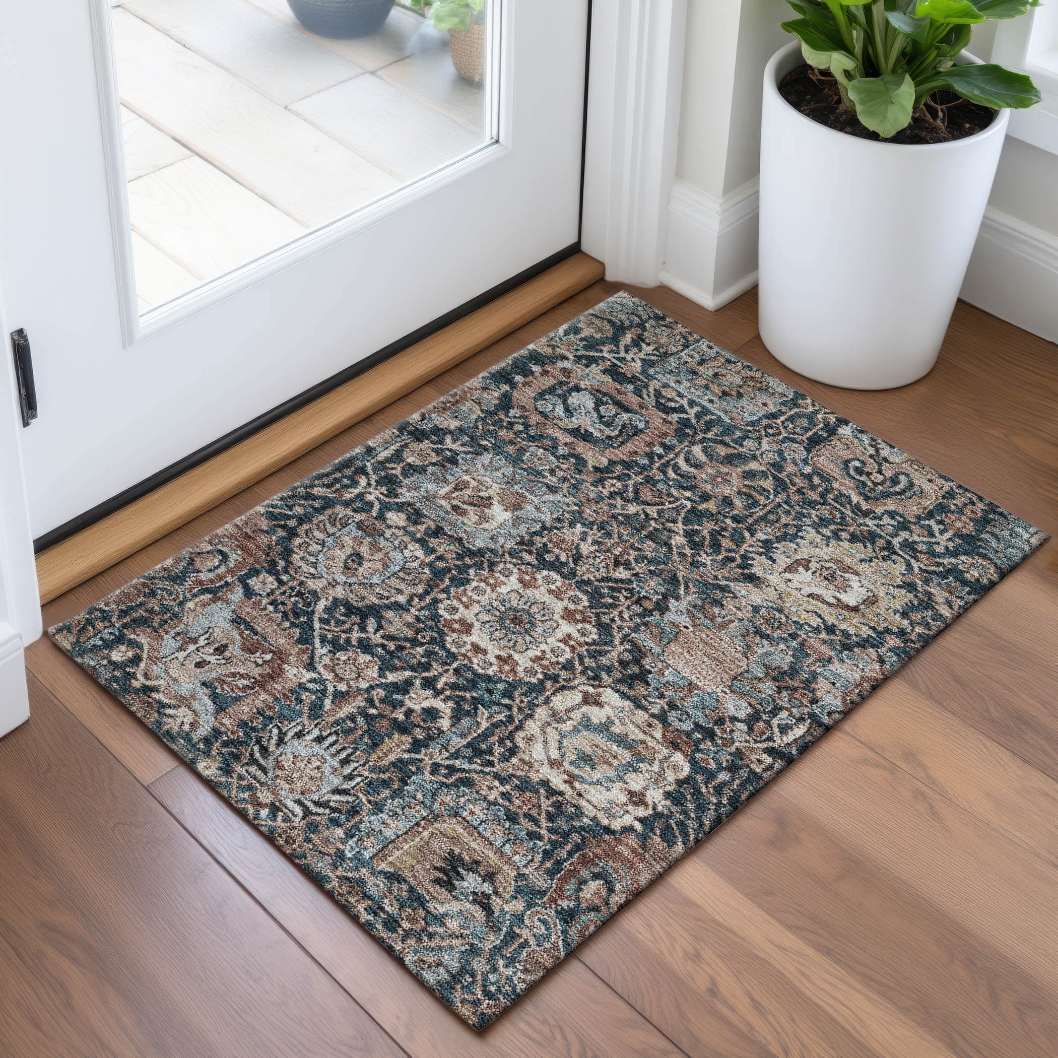 Reykjavik Machine Washable Transitional Taupe Brown Rug 1'8" x 2'6" #shape_Rectangle