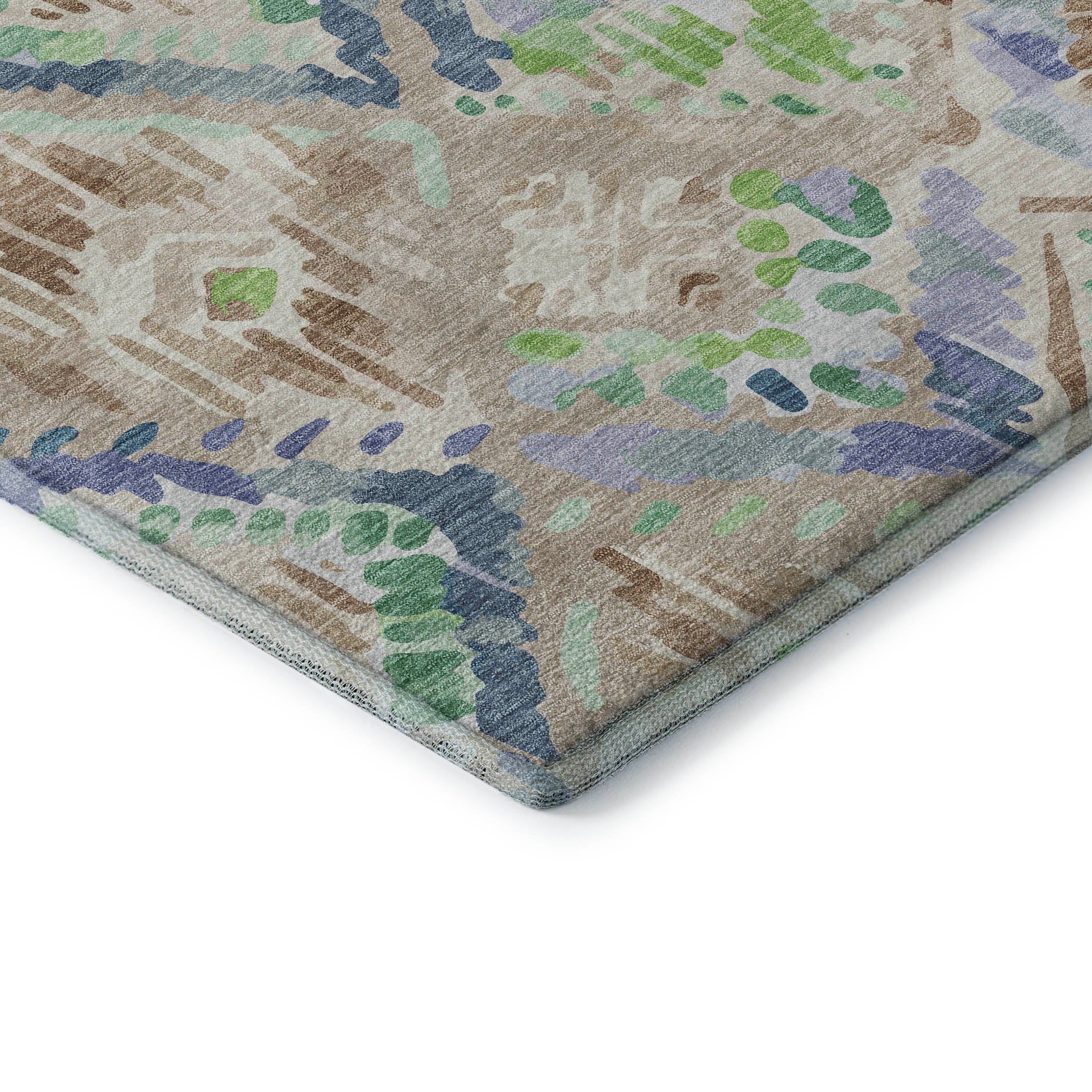 Florence Machine Washable Transitional Beige Brown Rug 1'8" x 2'6" #shape_Rectangle