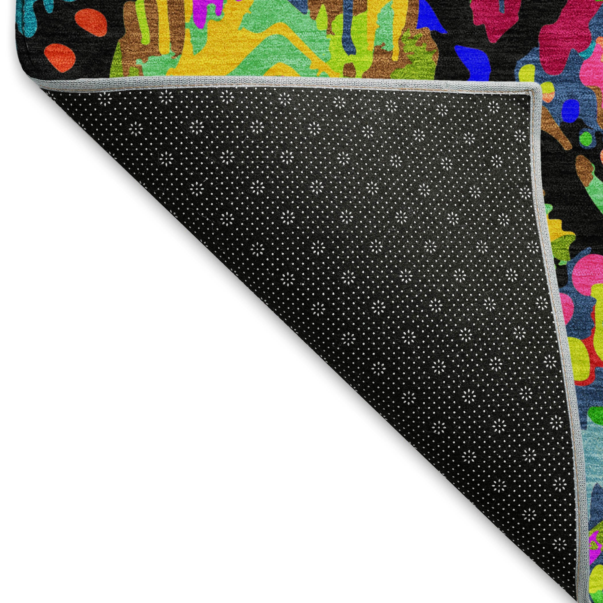 Florence Machine Washable Transitional Black Rug 1'8" x 2'6" #shape_Rectangle