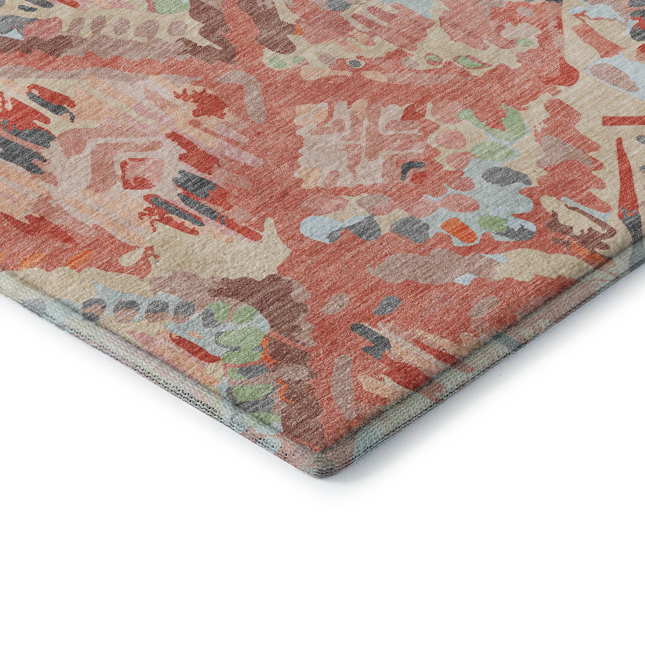 Florence Machine Washable Transitional Coral Orange Rug 1'8" x 2'6" #shape_Rectangle