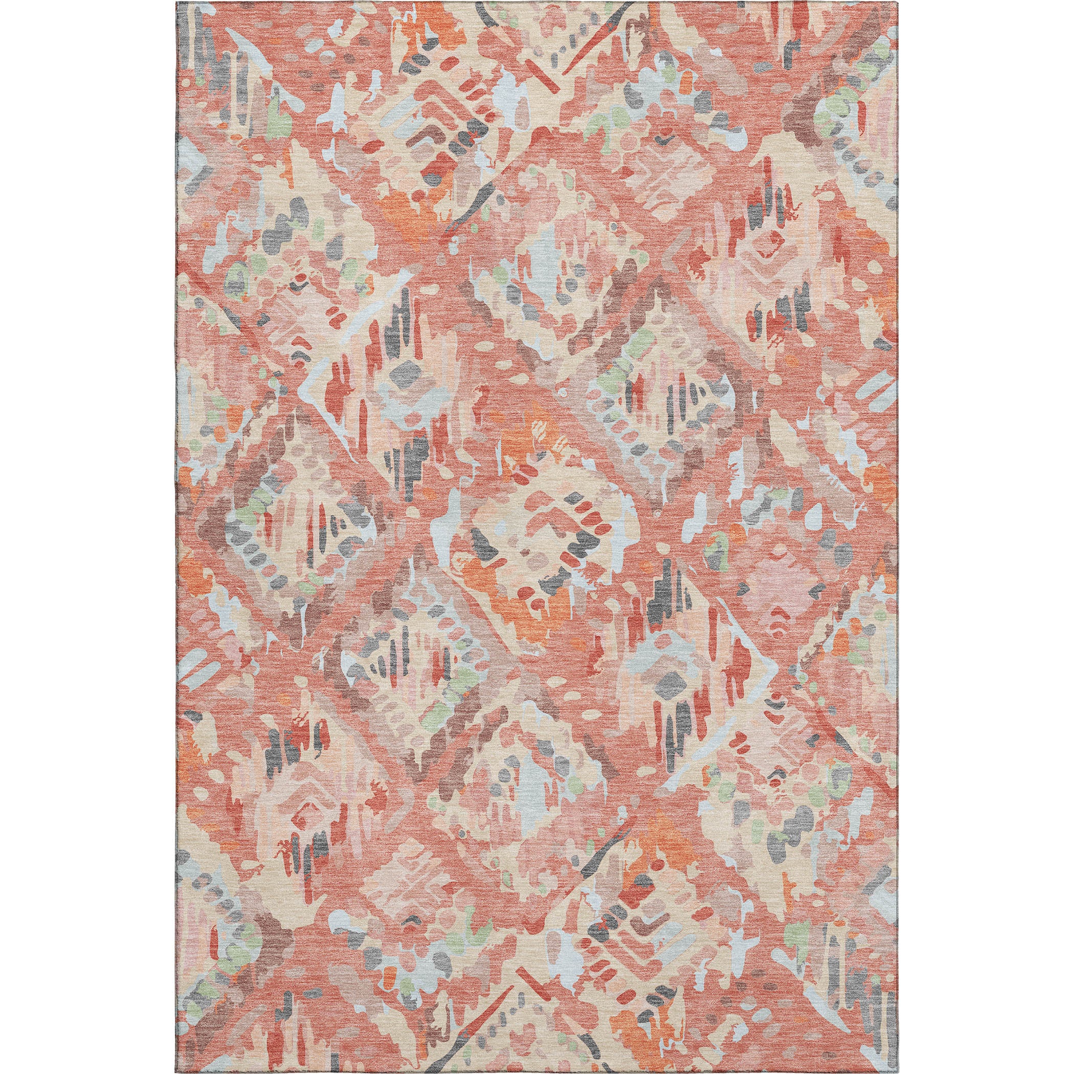 Florence Machine Washable Transitional Coral Orange Rug 2'6" x 3'10" #shape_Rectangle