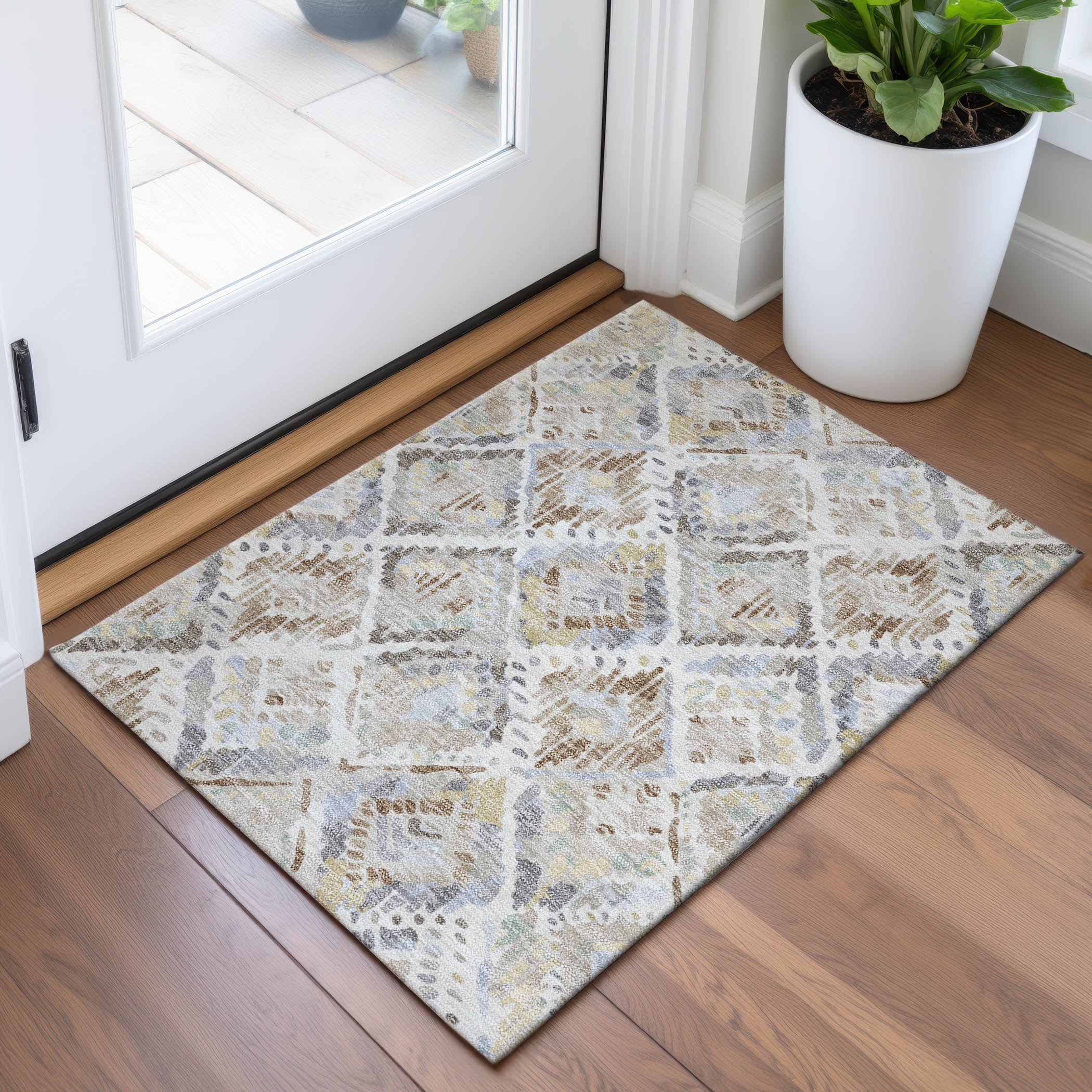 Florence Machine Washable Transitional Ivory Rug 1'8" x 2'6" #shape_Rectangle