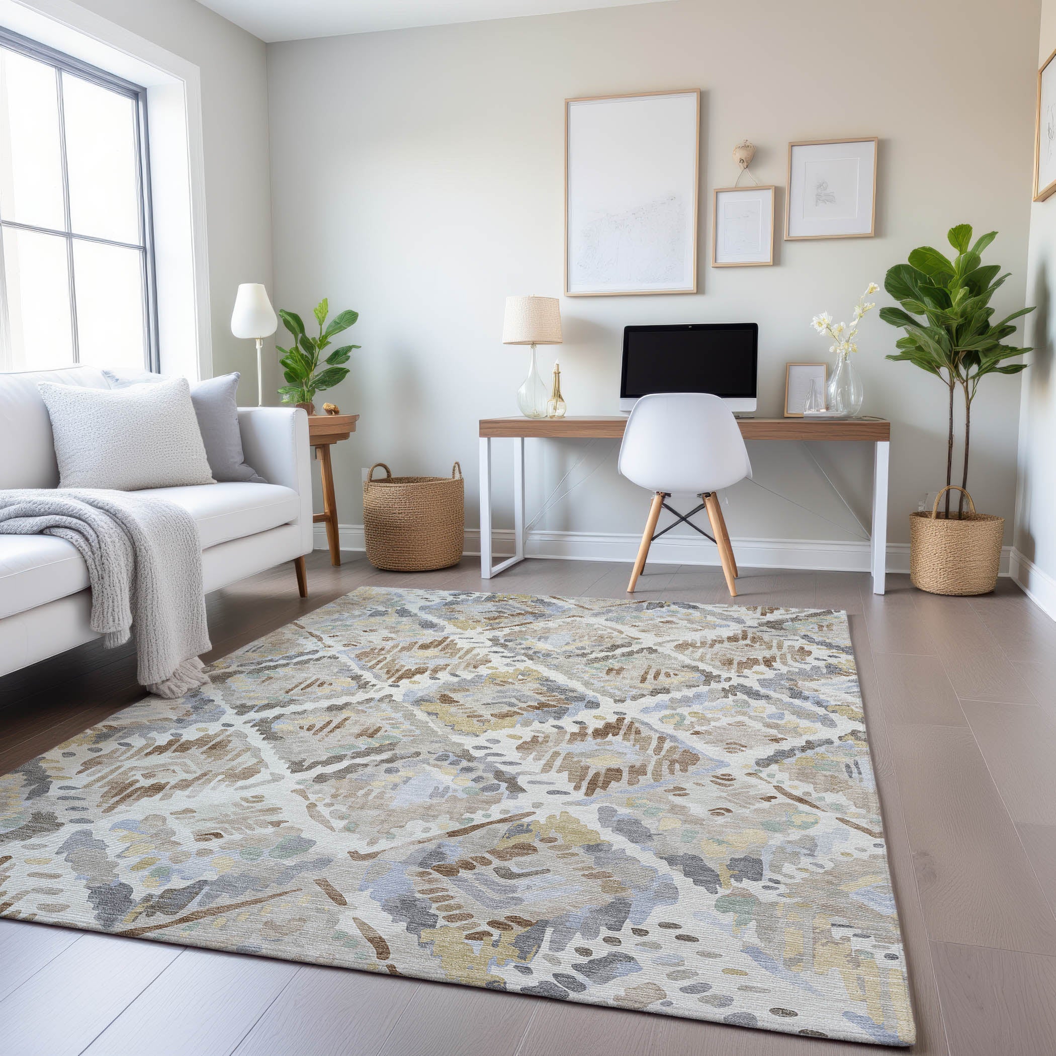 Florence Machine Washable Transitional Ivory Rug 2'6" x 3'10" #shape_Rectangle