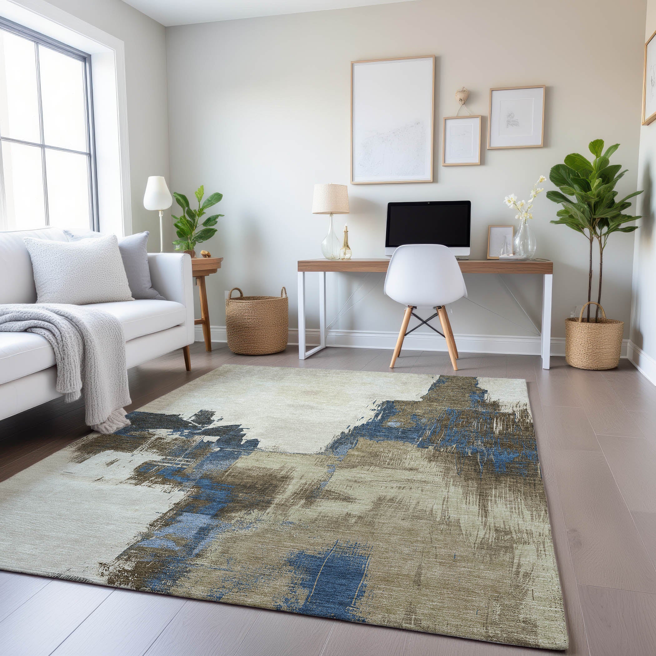 Lucerne Machine Washable Transitional Beige Brown Rug 2'6" x 3'10" #shape_Rectangle
