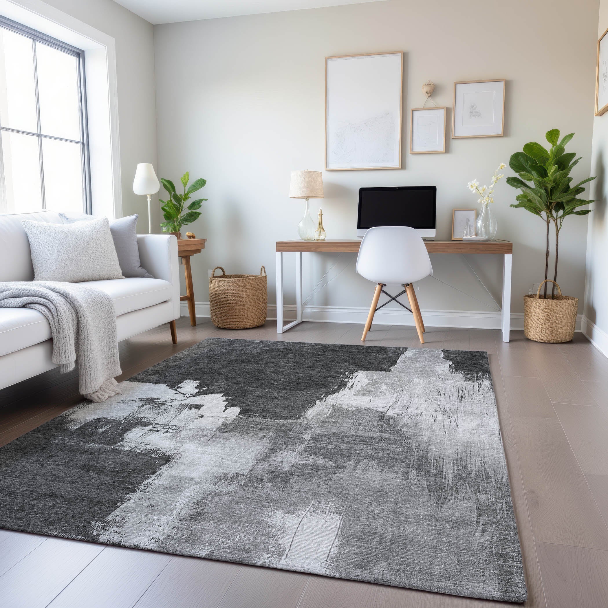 Lucerne Machine Washable Transitional Gray Rug 2'6" x 3'10" #shape_Rectangle