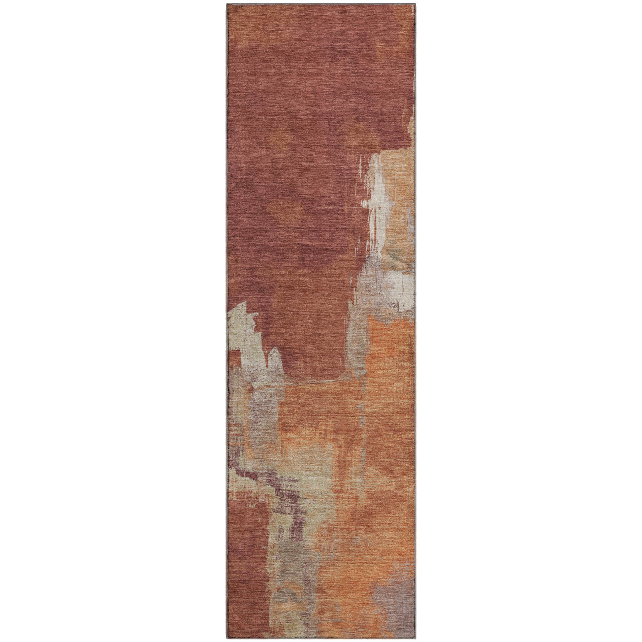 Lucerne Machine Washable Transitional Paprika Orange Rug 2'3" x 7'6" #shape_Runner