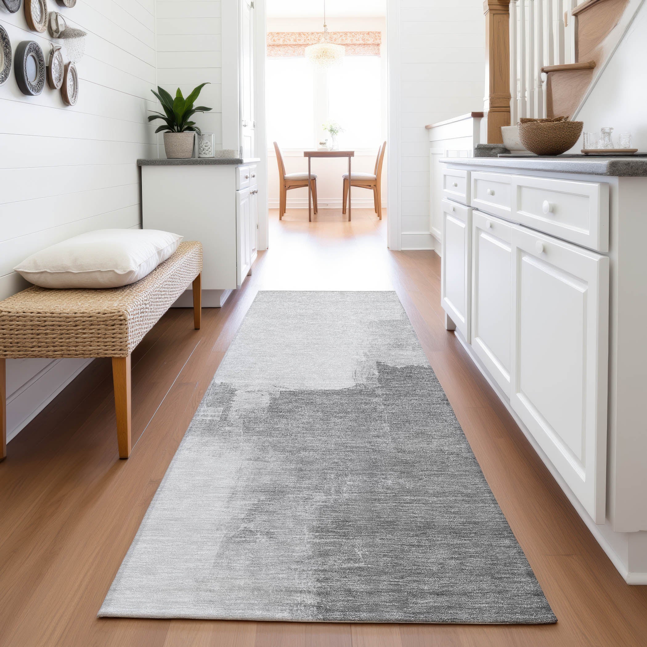 Lucerne Machine Washable Transitional Silver Gray Rug 2'3" x 7'6" #shape_Runner