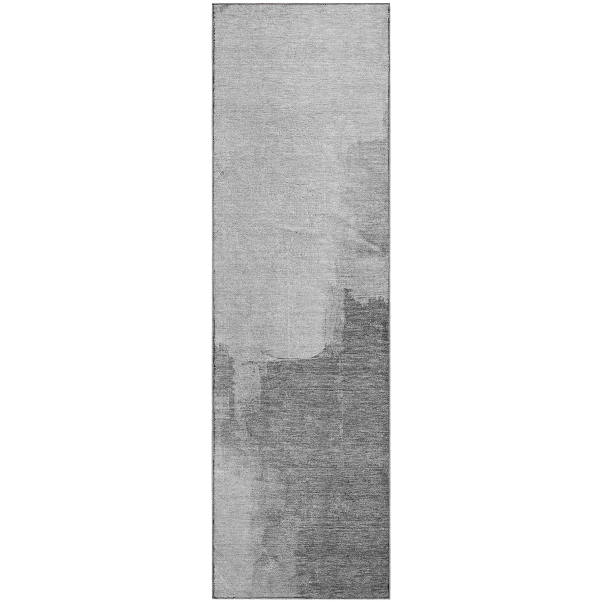 Lucerne Machine Washable Transitional Silver Gray Rug 2'3" x 7'6" #shape_Runner