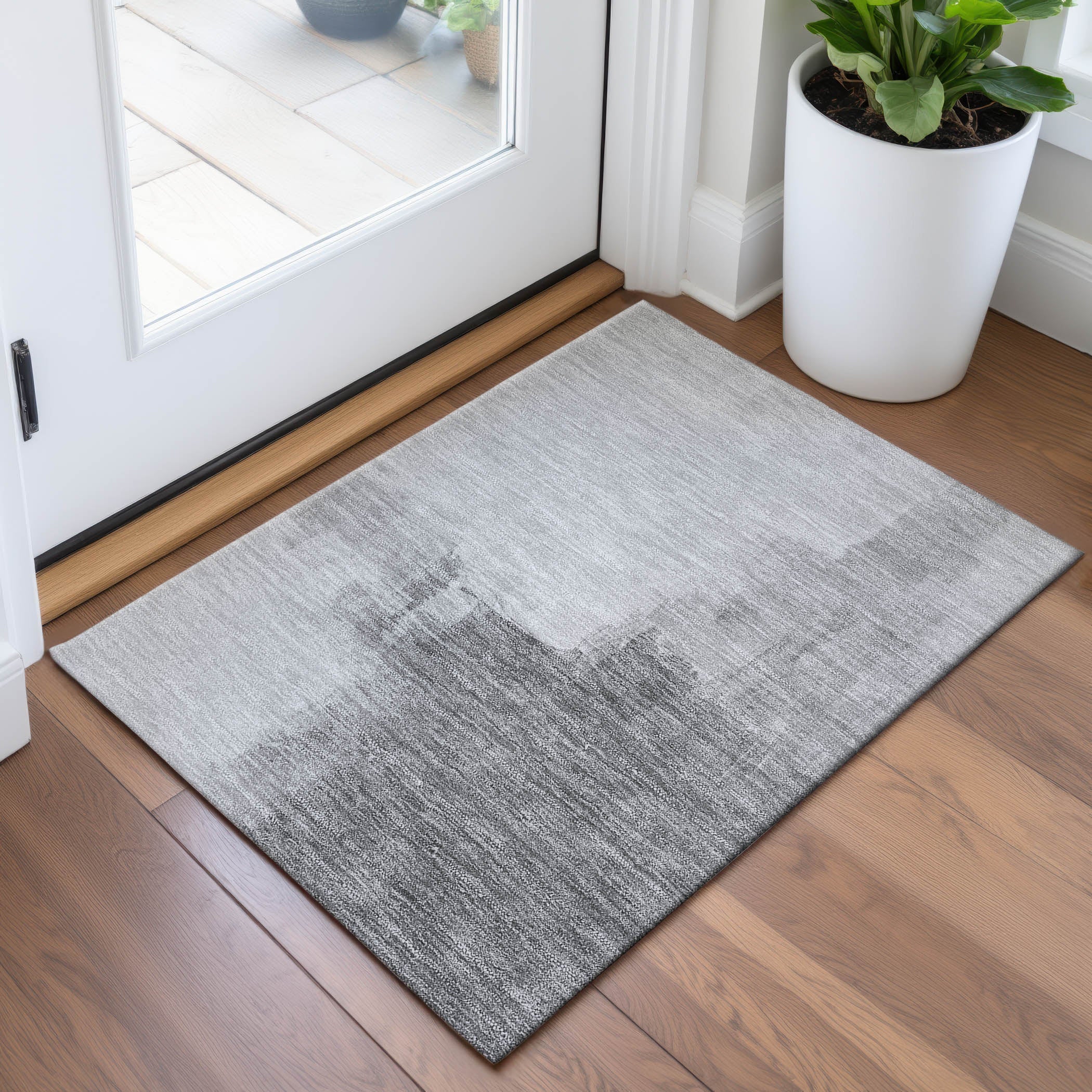 Lucerne Machine Washable Transitional Silver Gray Rug 1'8" x 2'6" #shape_Rectangle