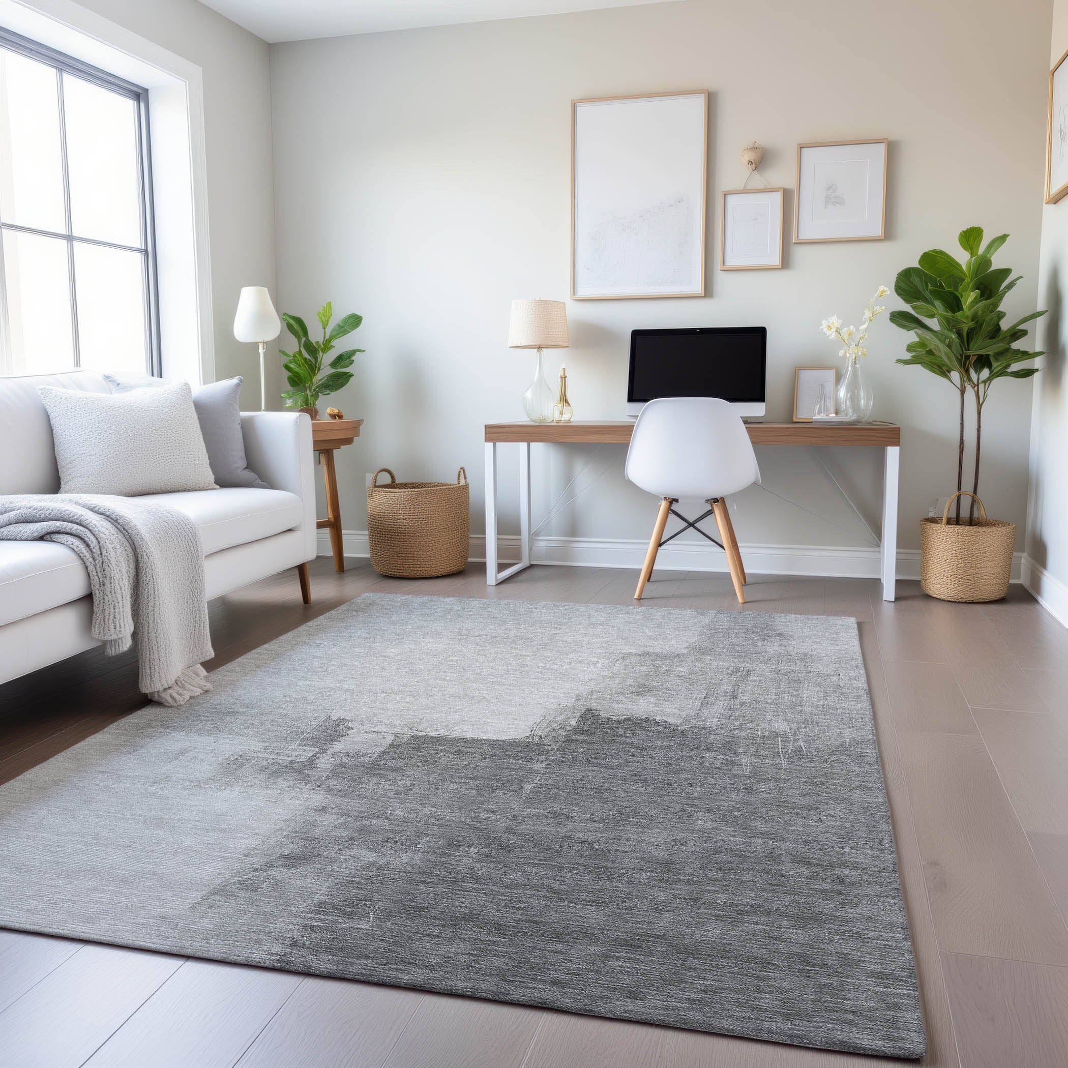 Lucerne Machine Washable Transitional Silver Gray Rug 2'6" x 3'10" #shape_Rectangle