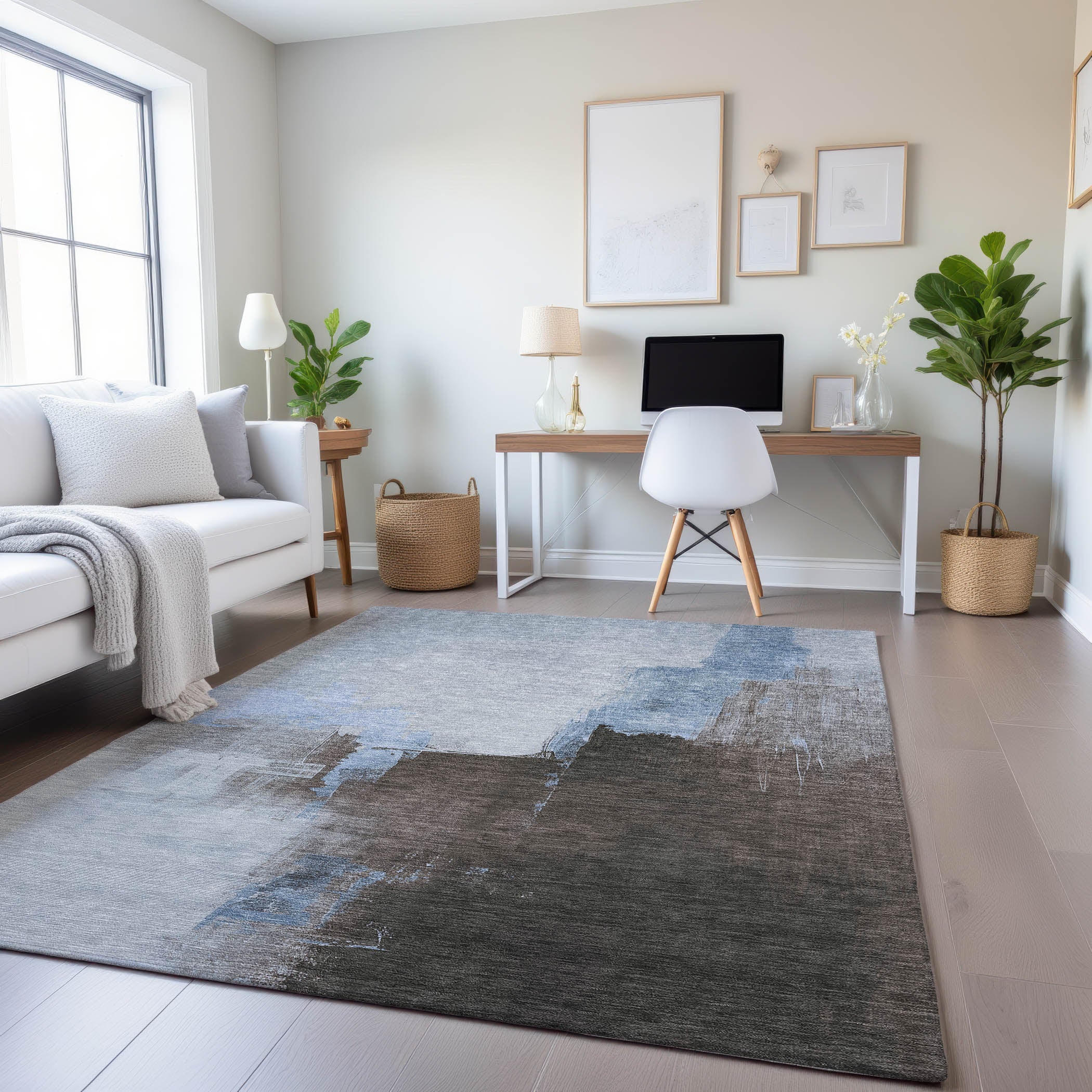 Lucerne Machine Washable Transitional Sky Blue Rug 2'6" x 3'10" #shape_Rectangle