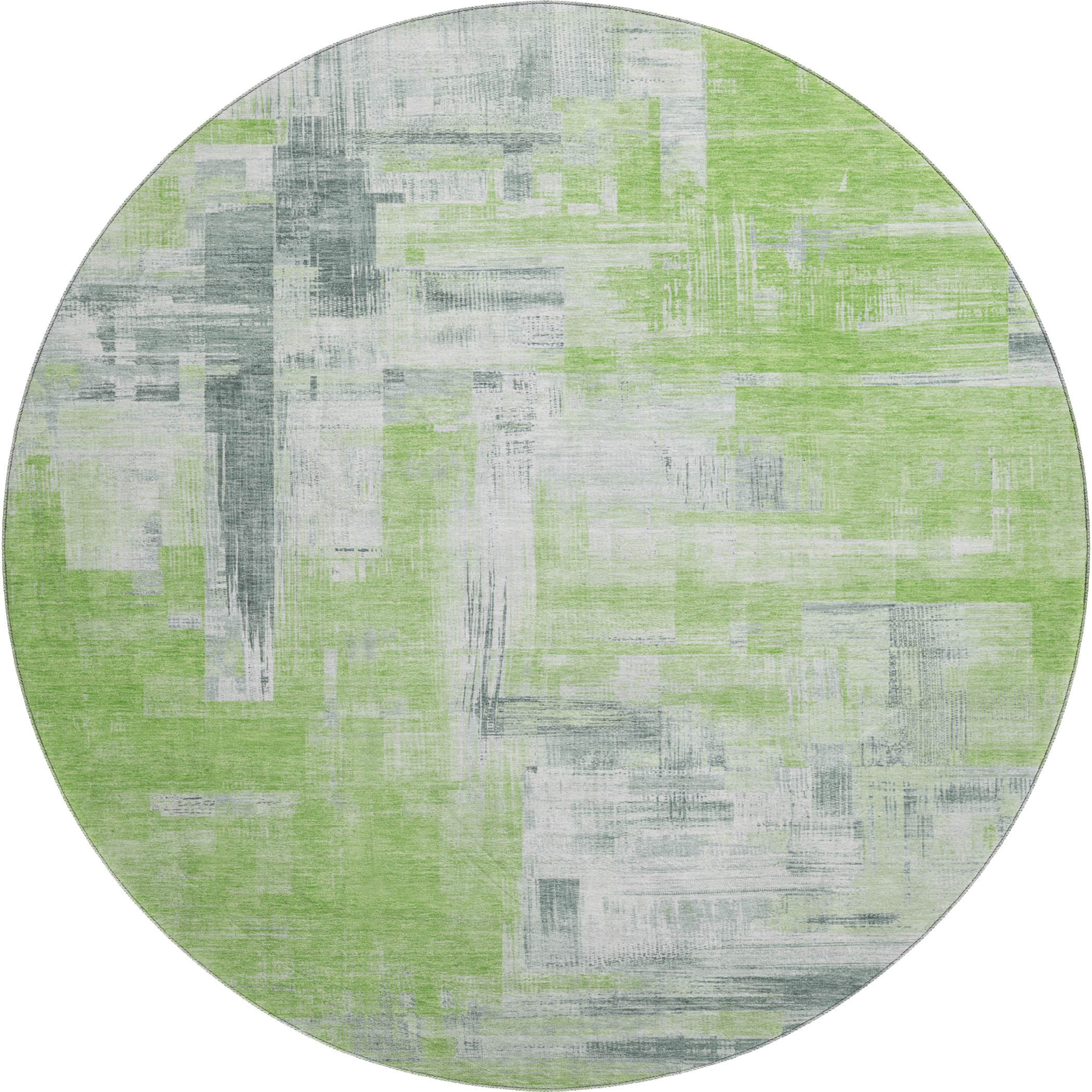 Vienna Machine Washable Transitional Aloe Green Rug 8' x 8' #shape_Round