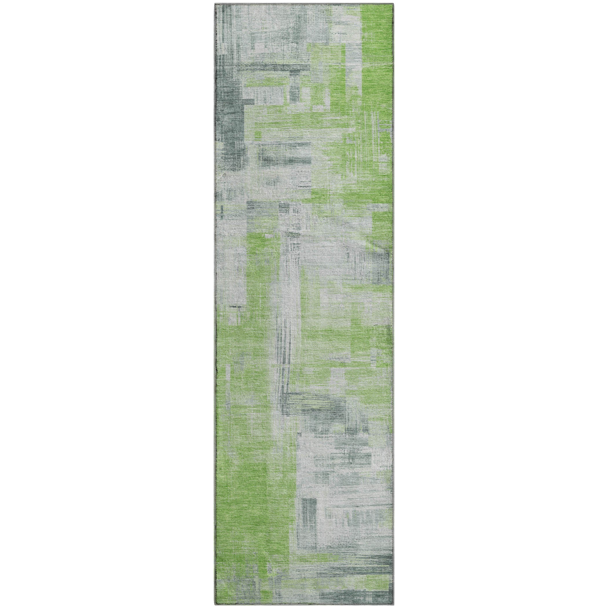 Vienna Machine Washable Transitional Aloe Green Rug 2'3" x 7'6" #shape_Runner