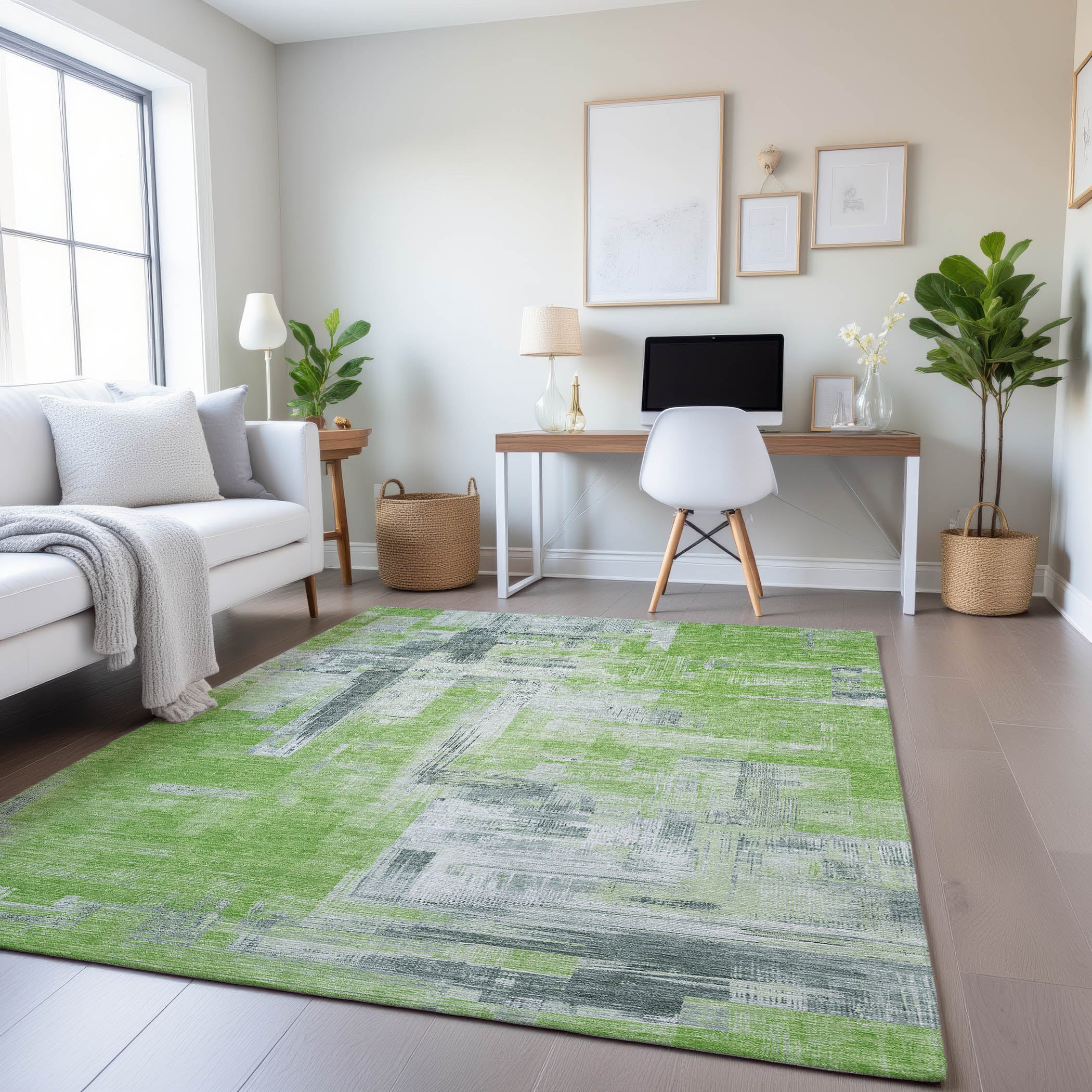 Vienna Machine Washable Transitional Aloe Green Rug 2'6" x 3'10" #shape_Rectangle