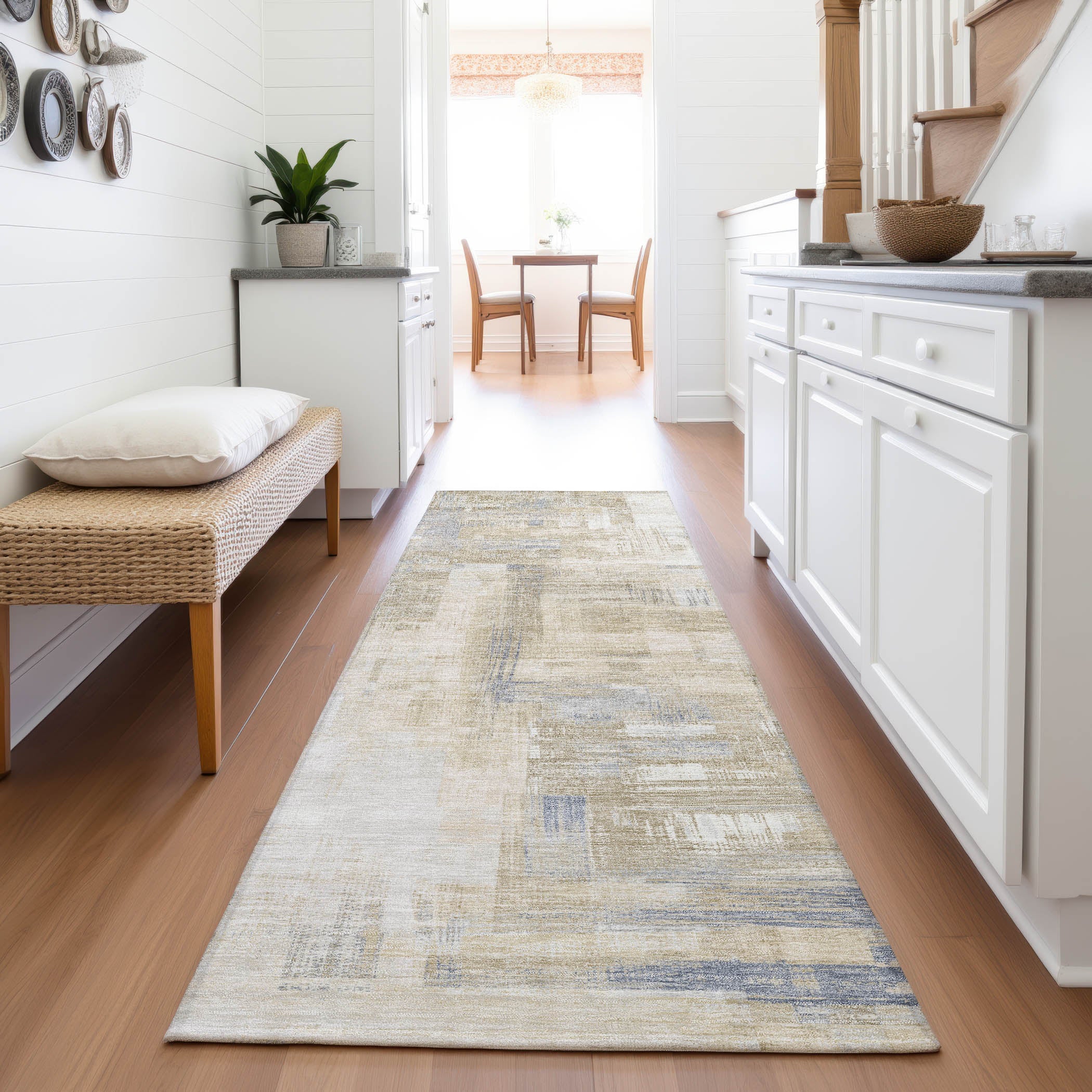 Vienna Machine Washable Transitional Ivory Rug 2'3" x 7'6" #shape_Runner
