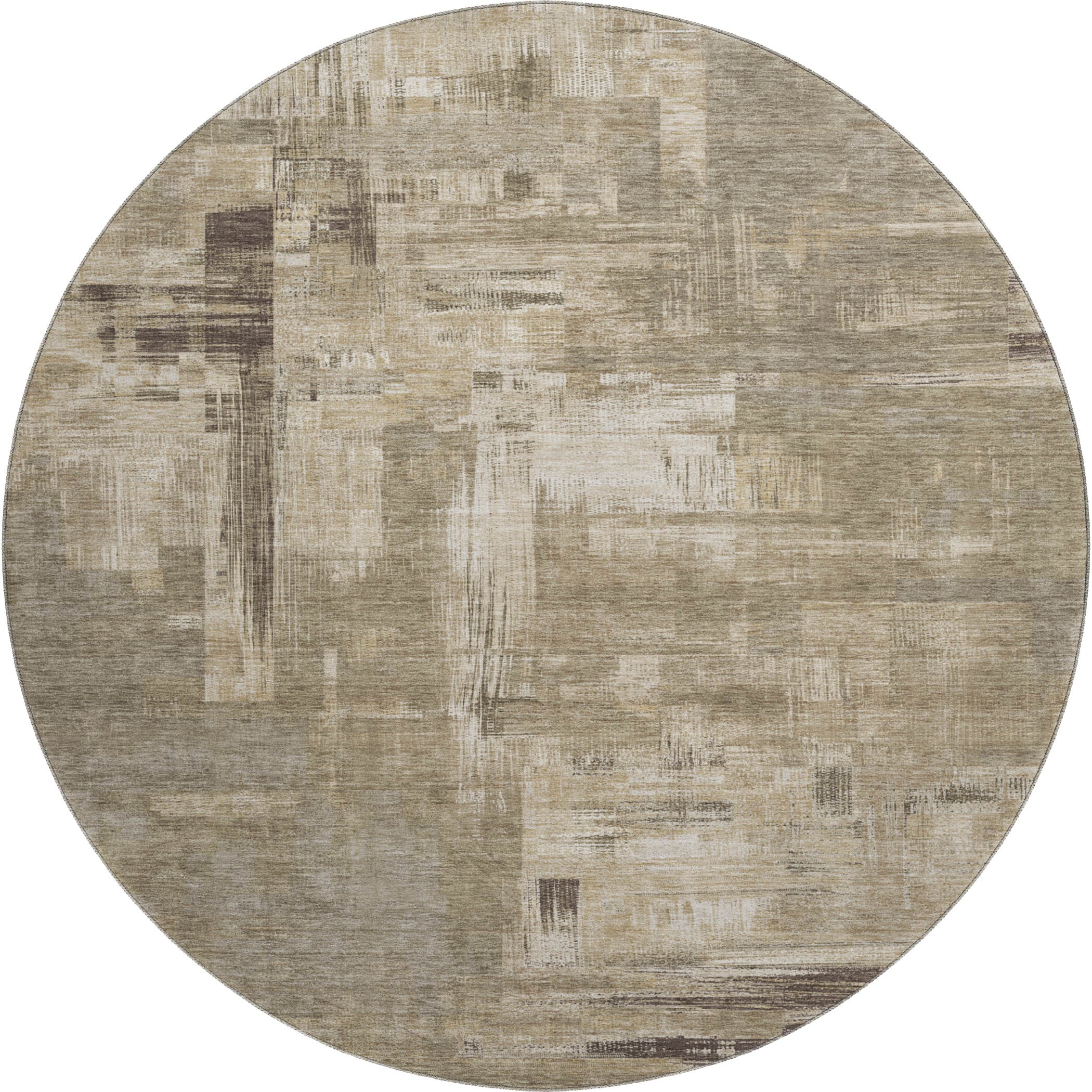 Vienna Machine Washable Transitional Mocha Brown Rug 8' x 8' #shape_Round