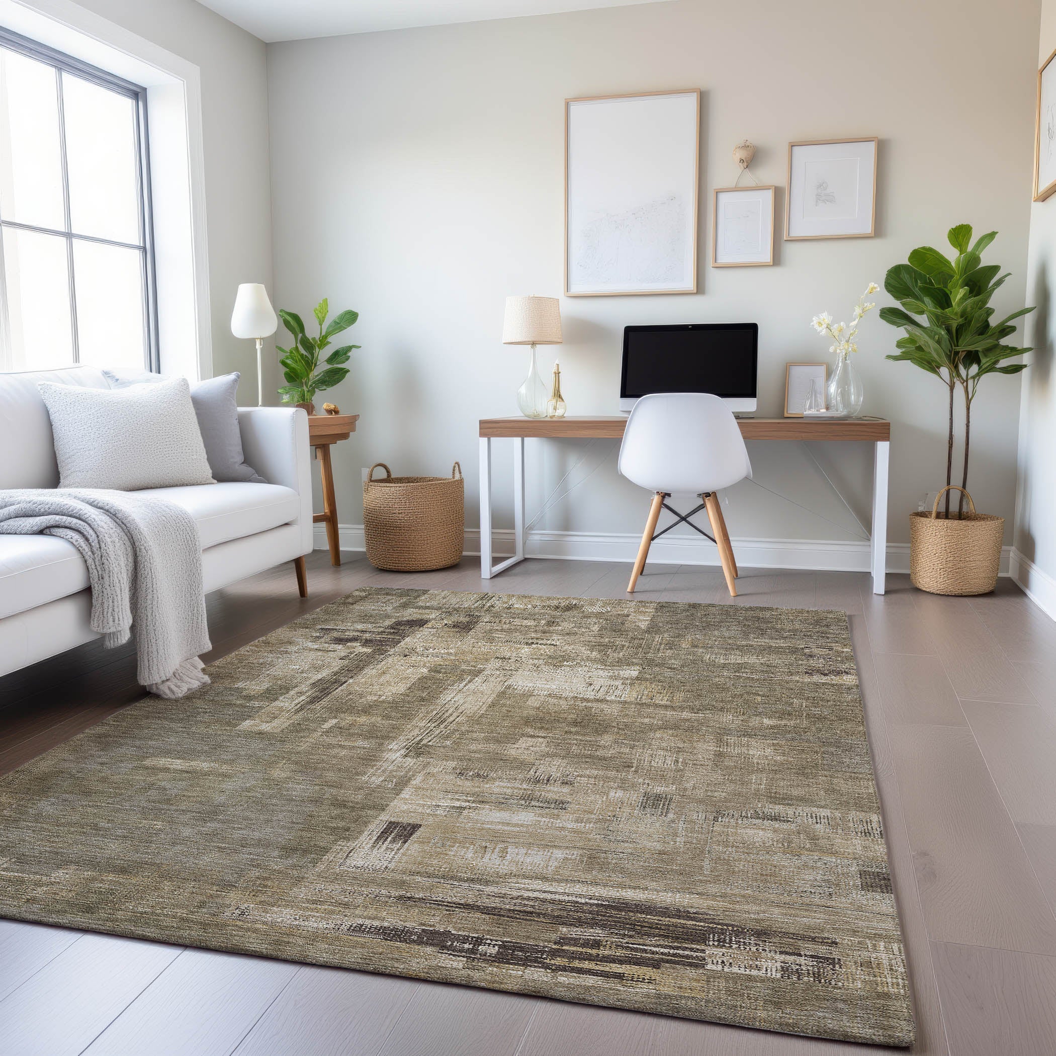 Vienna Machine Washable Transitional Mocha Brown Rug 2'6" x 3'10" #shape_Rectangle