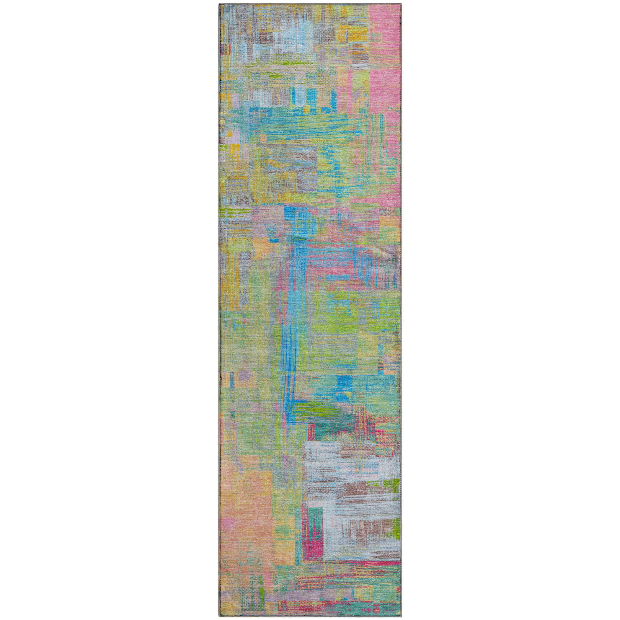 Vienna Machine Washable Transitional Pink Rug 2'3" x 7'6" #shape_Runner