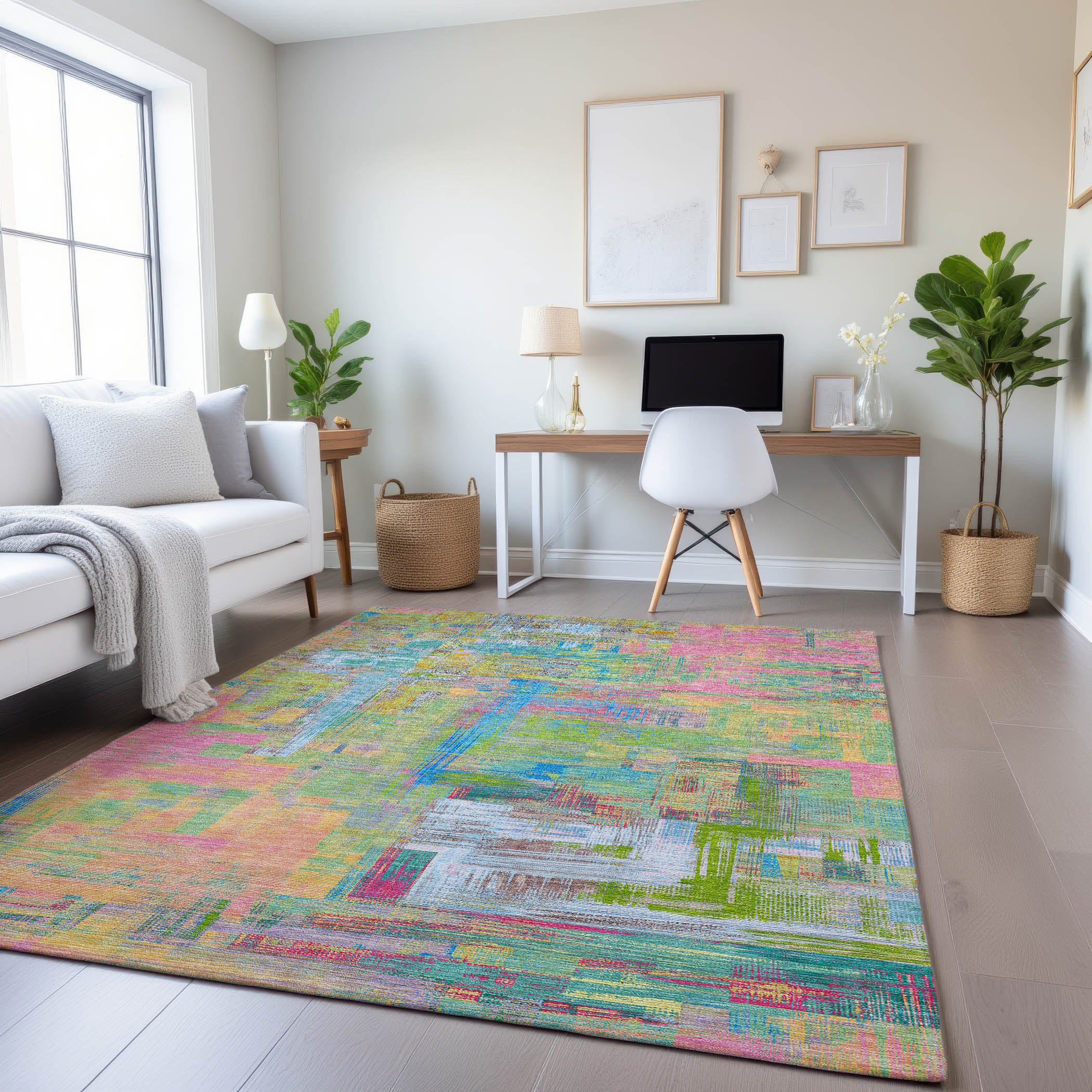 Vienna Machine Washable Transitional Pink Rug 2'6" x 3'10" #shape_Rectangle
