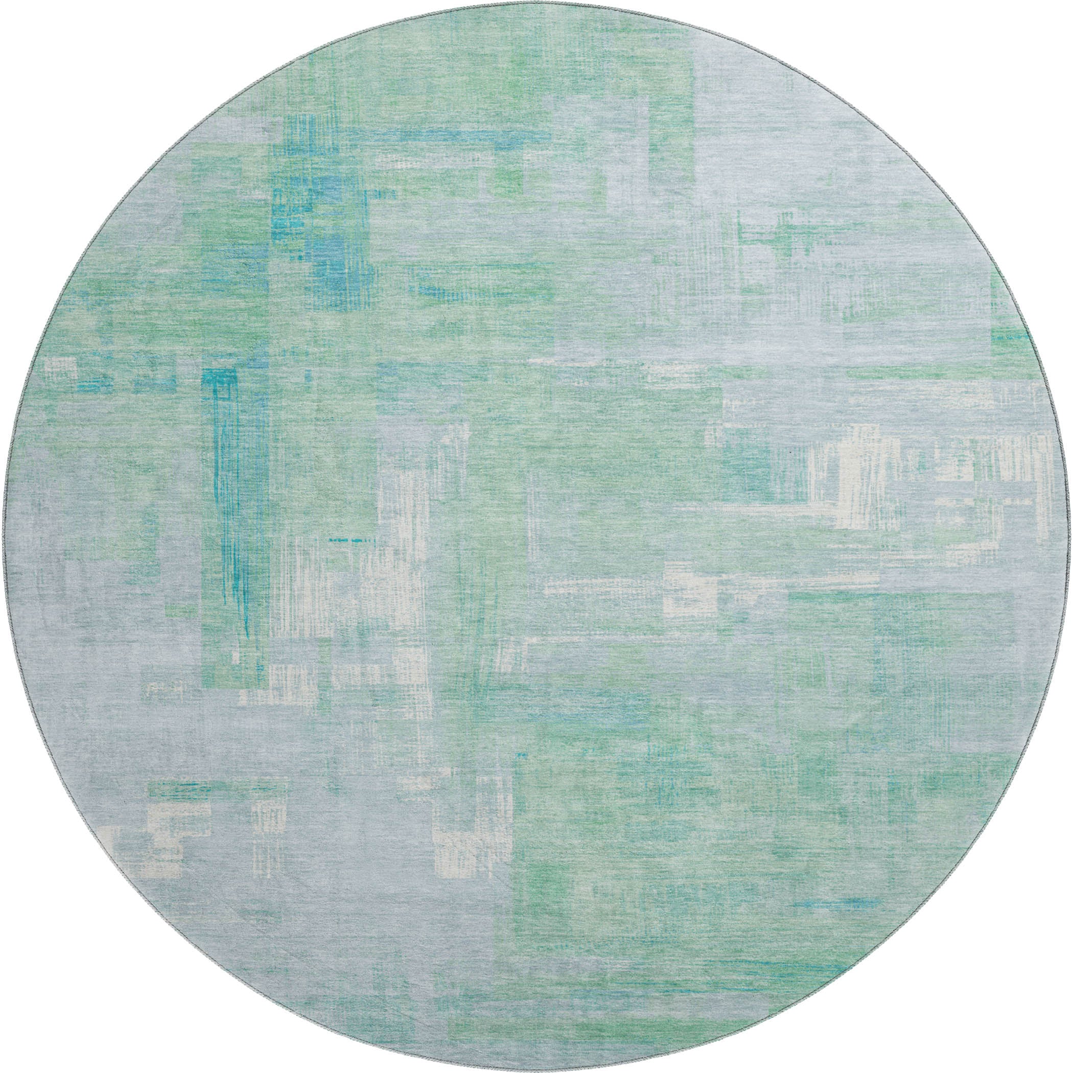 Vienna Machine Washable Transitional Sky Blue Rug 8' x 8' #shape_Round