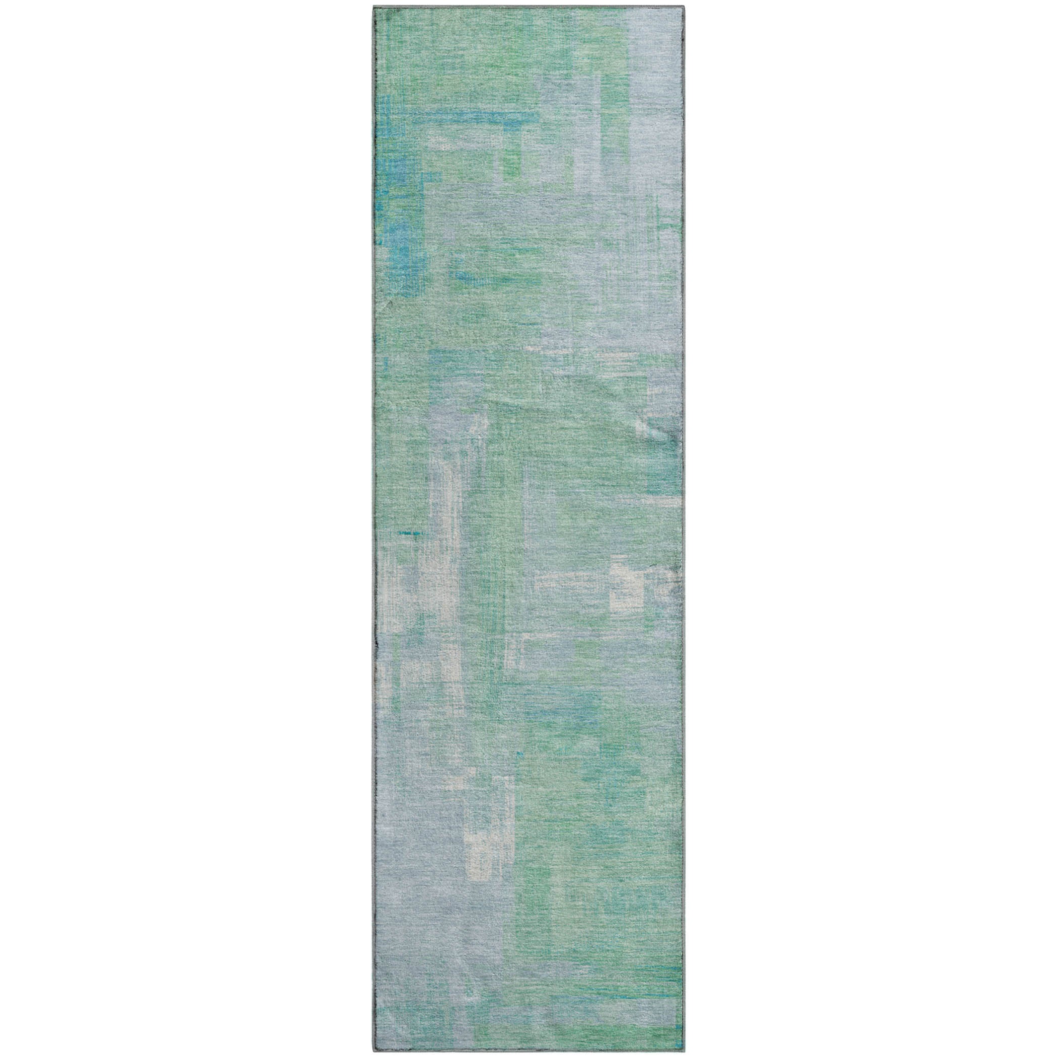 Vienna Machine Washable Transitional Sky Blue Rug 2'3" x 7'6" #shape_Runner