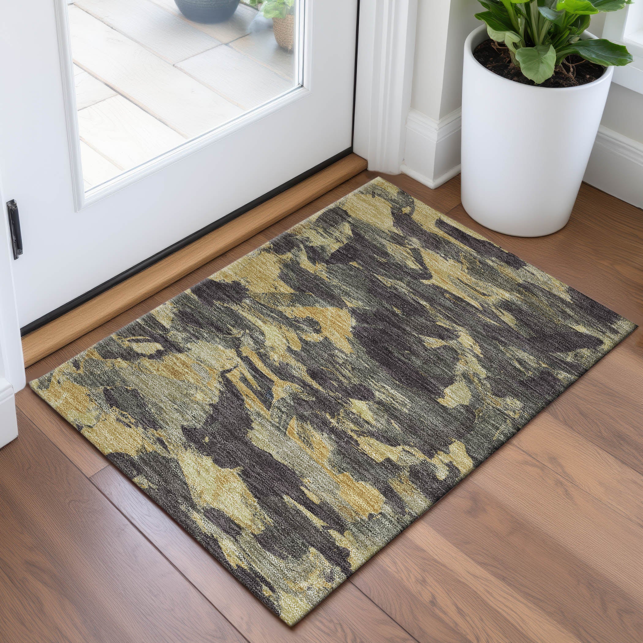 Cusco Machine Washable Transitional Charcoal Gray Rug 1'8" x 2'6" #shape_Rectangle