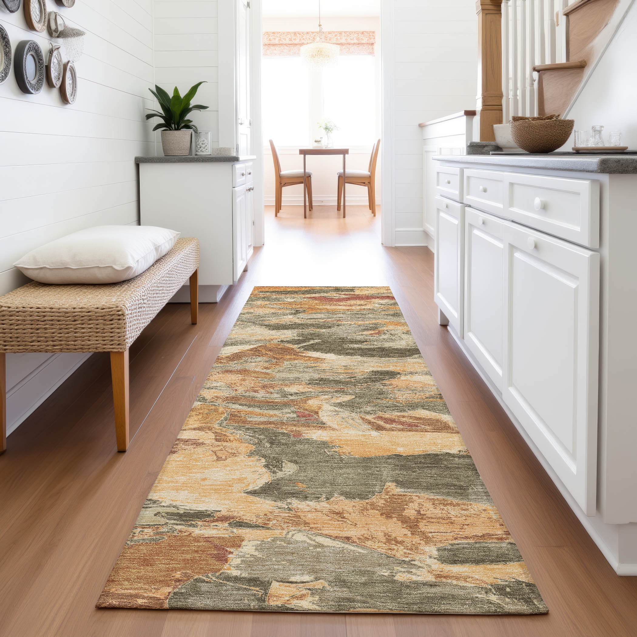 Cusco Machine Washable Transitional Copper Orange Rug 2'3" x 7'6" #shape_Runner