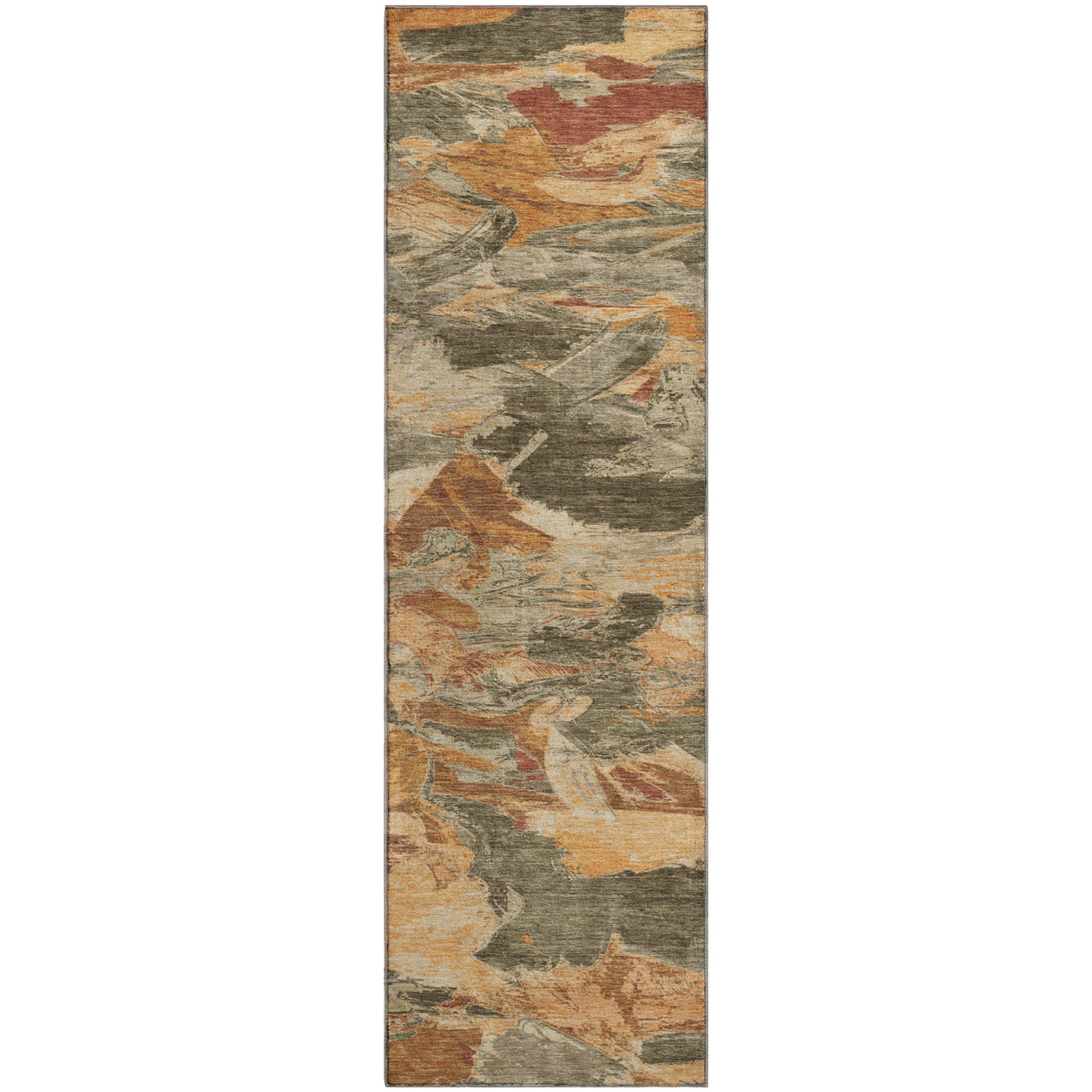 Cusco Machine Washable Transitional Copper Orange Rug 2'3" x 7'6" #shape_Runner