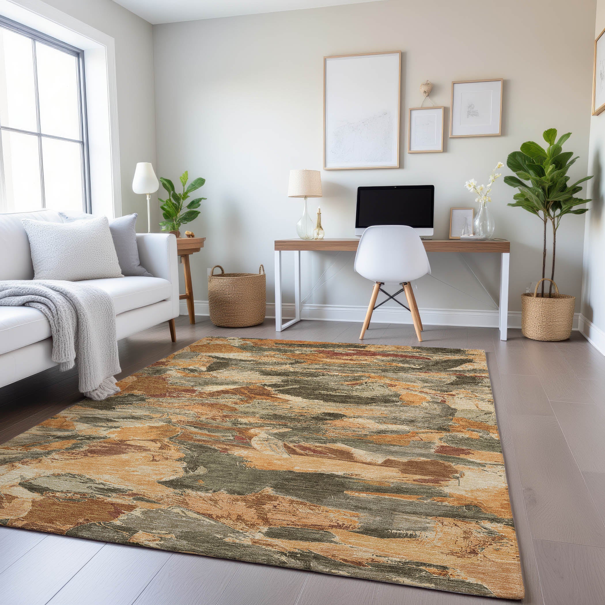 Cusco Machine Washable Transitional Copper Orange Rug 2'6" x 3'10" #shape_Rectangle