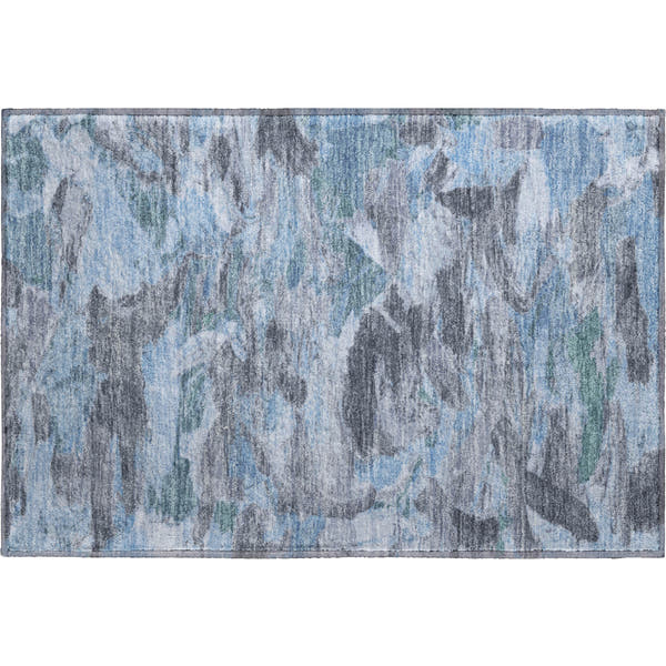 Cusco Machine Washable Transitional Denim Blue Rug 1'8" x 2'6"