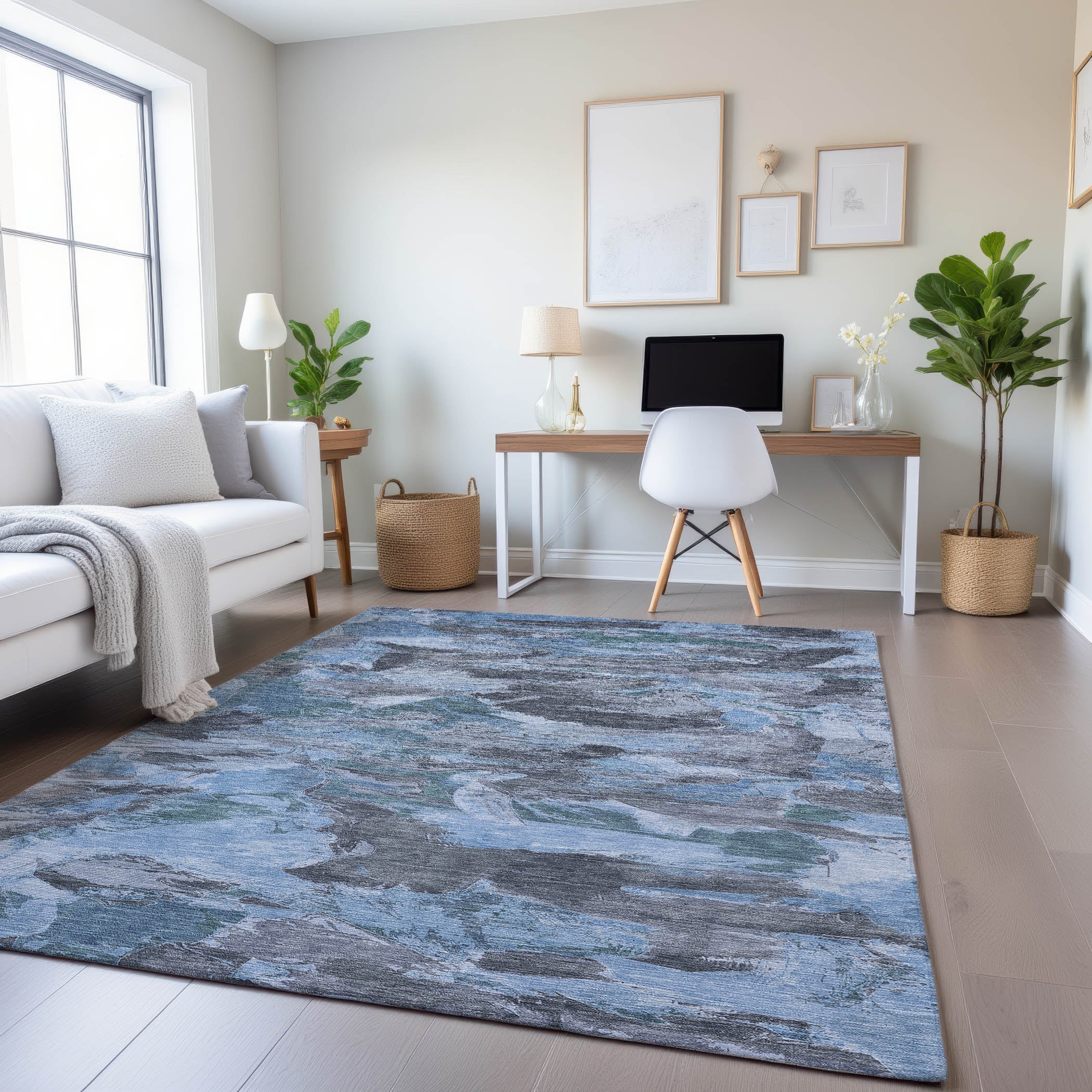 Cusco Machine Washable Transitional Denim Blue Rug 2'6" x 3'10" #shape_Rectangle