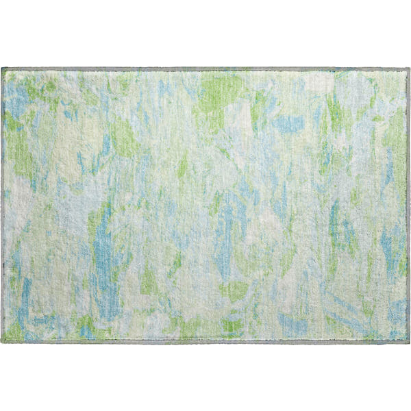 Cusco Machine Washable Transitional Mint Green Rug 1'8" x 2'6"